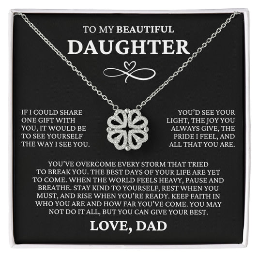 Four Heart Necklace - To My Beautiful Daughter " Heartfelt Message Card"