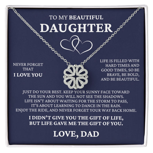Four Heart Necklace - To My Beautiful Daughter "Never Forget That I Love You"