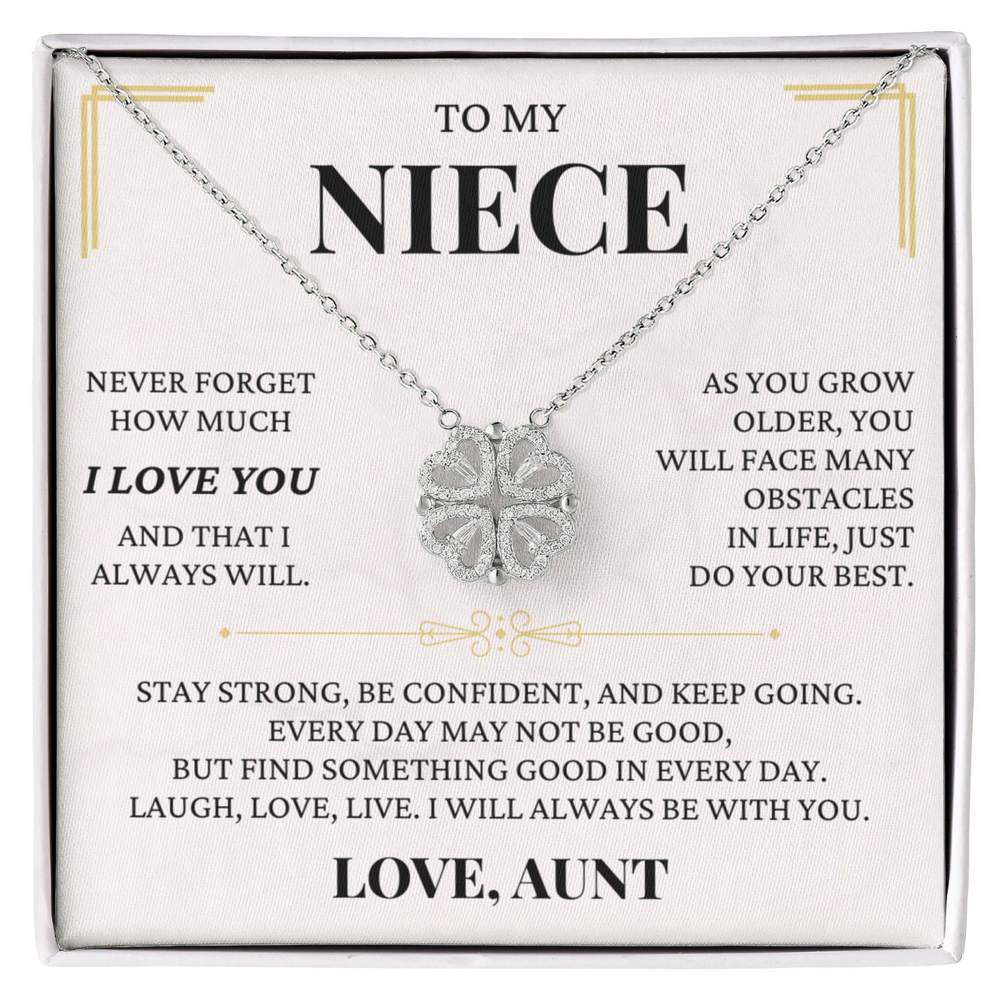 Four Heart Necklace - To My Niece "I Will Always Be With You"