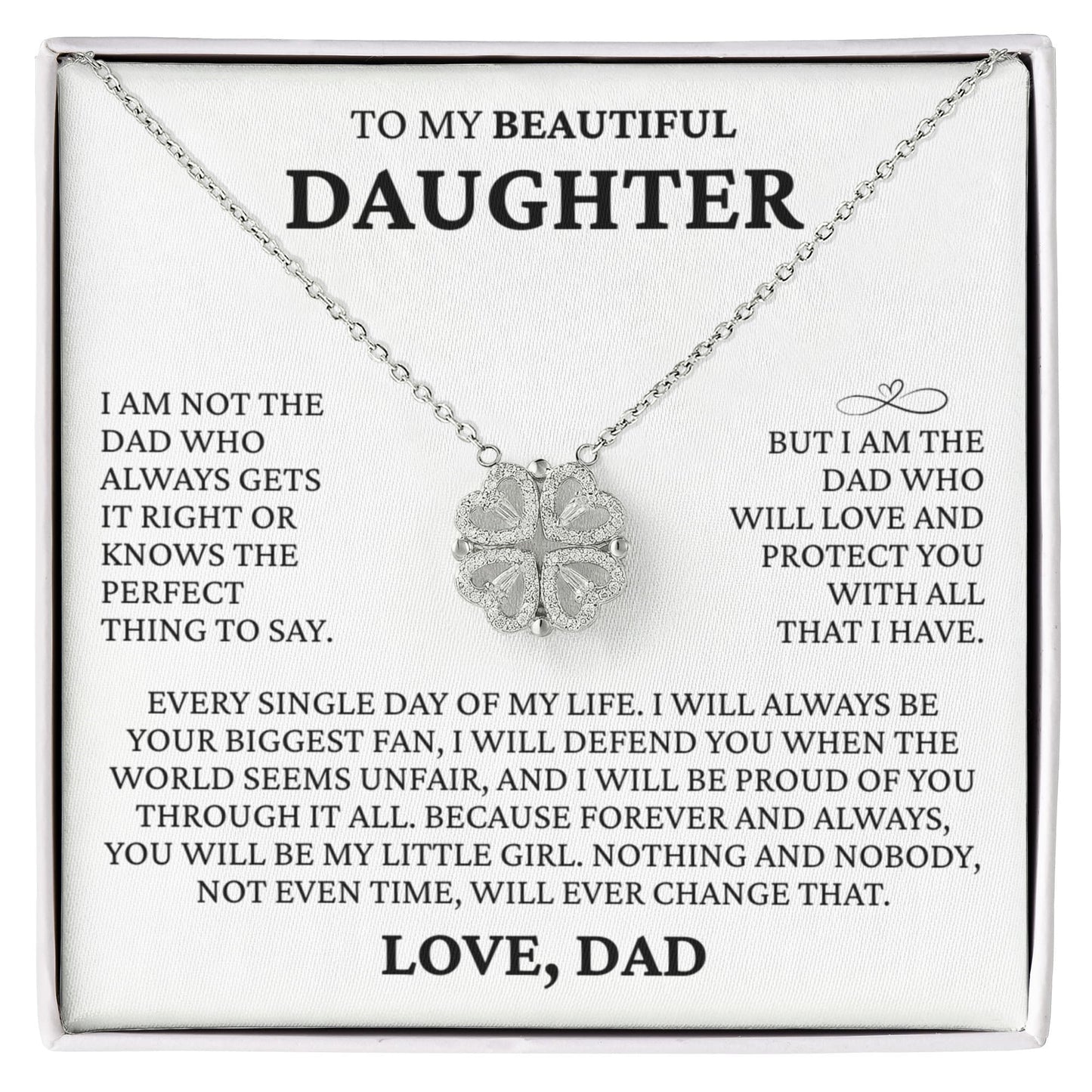 Four Heart Necklace - To My Beautiful Daughter "I Will Always Be Your Biggest Fan"