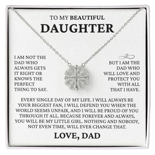 Four Heart Necklace - To My Beautiful Daughter "I Will Always Be Your Biggest Fan"