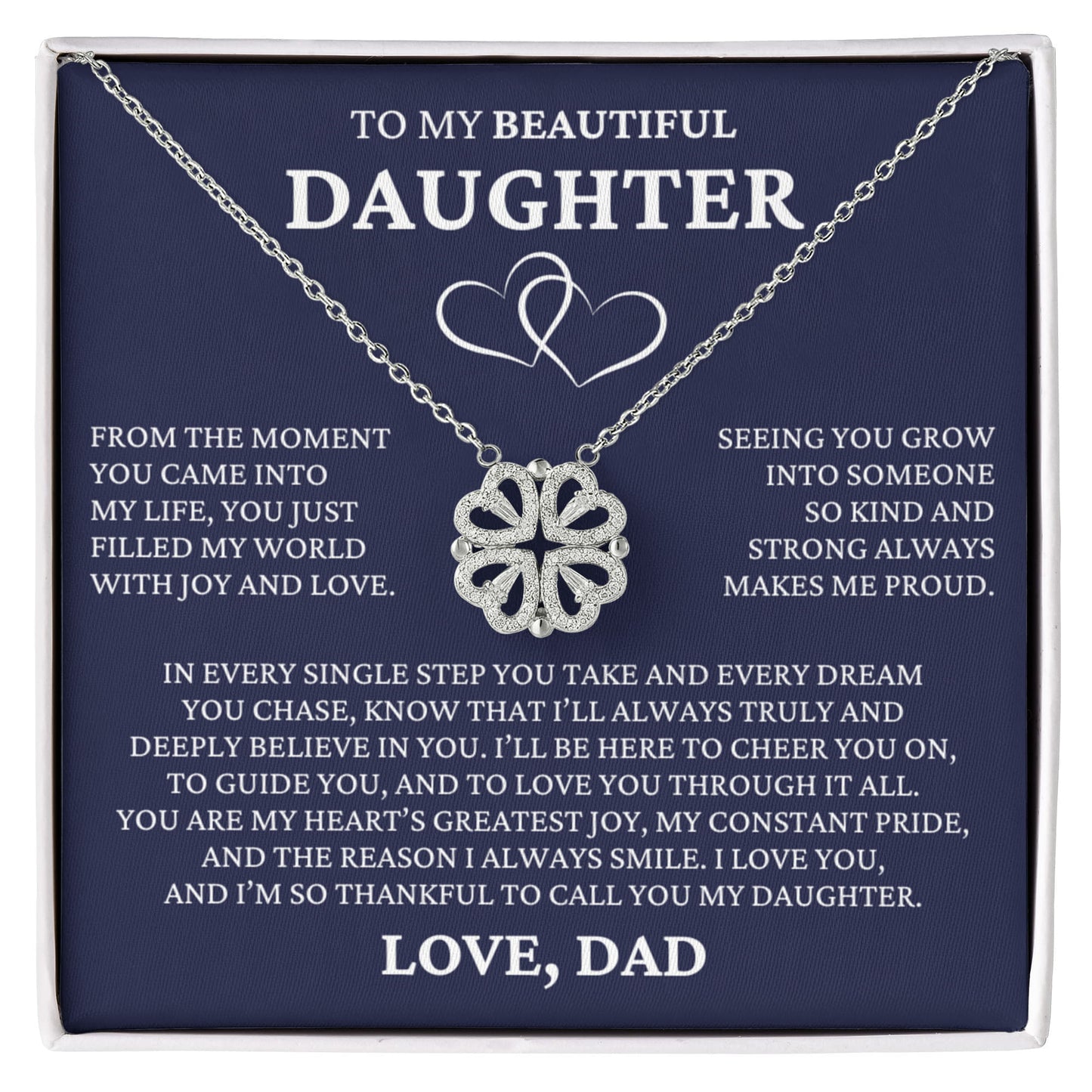 Four Heart Necklace - To My Beautiful Daughter "I Love You"