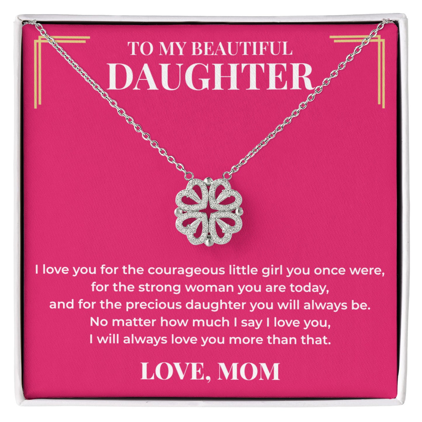 Magnetic Hearts Necklace - To My Beautiful Daughter "I Love You"