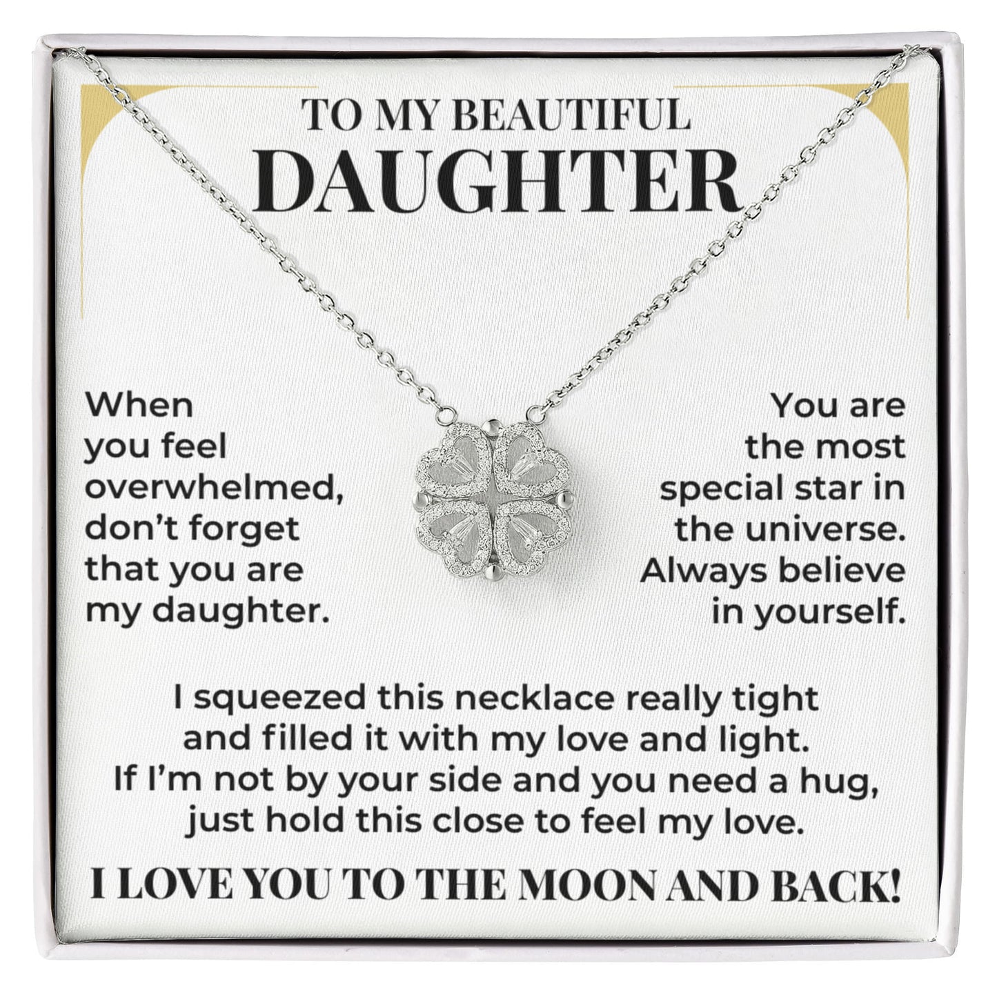 Magnetic Hearts Necklace - To My Beautiful Daughter "Always Believe In Yourself"