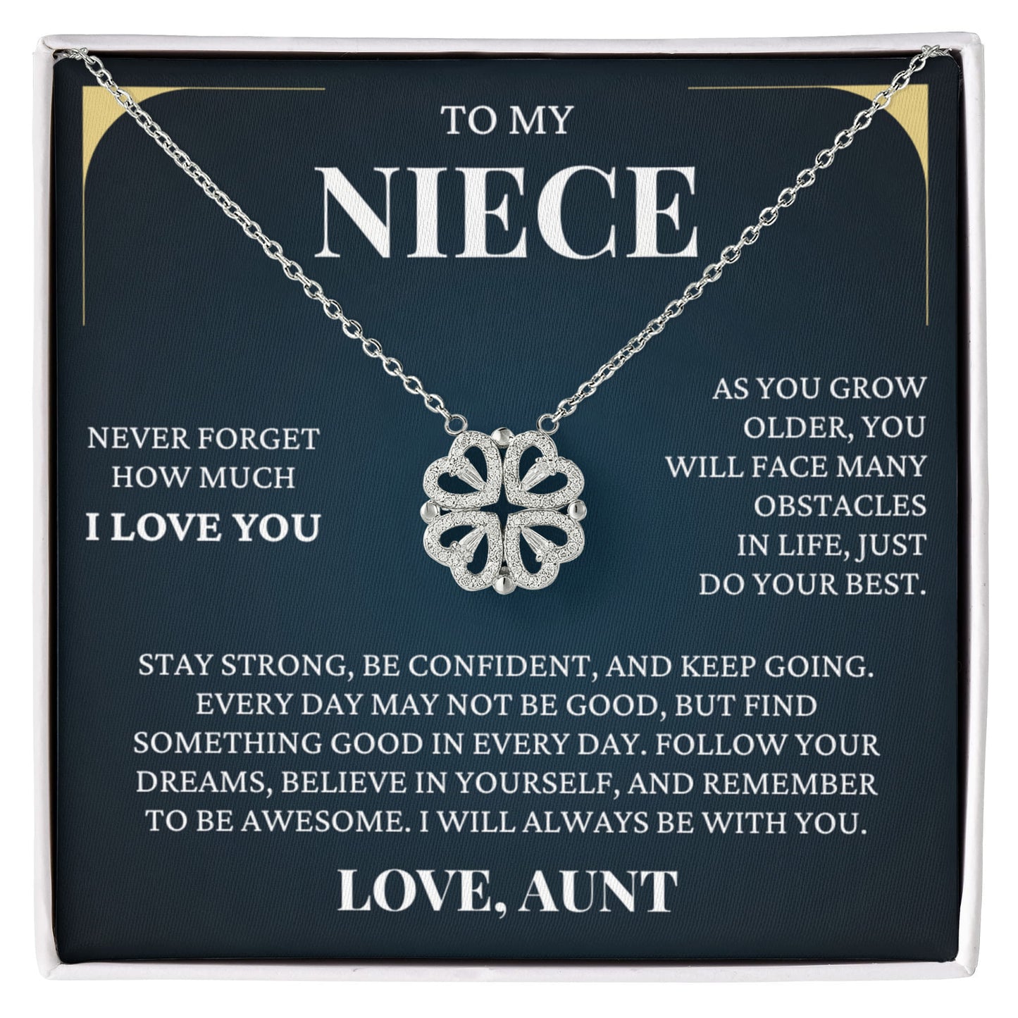 Four Heart Necklace - To My Niece "Keep Going"