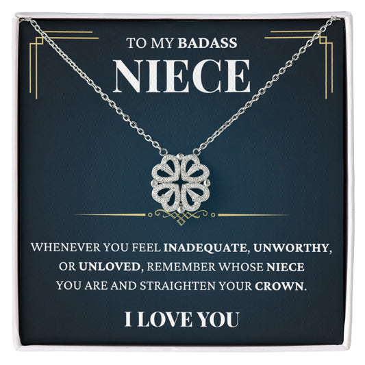 Four Heart Necklace - To My Badass Niece "Straighten Your Crown"