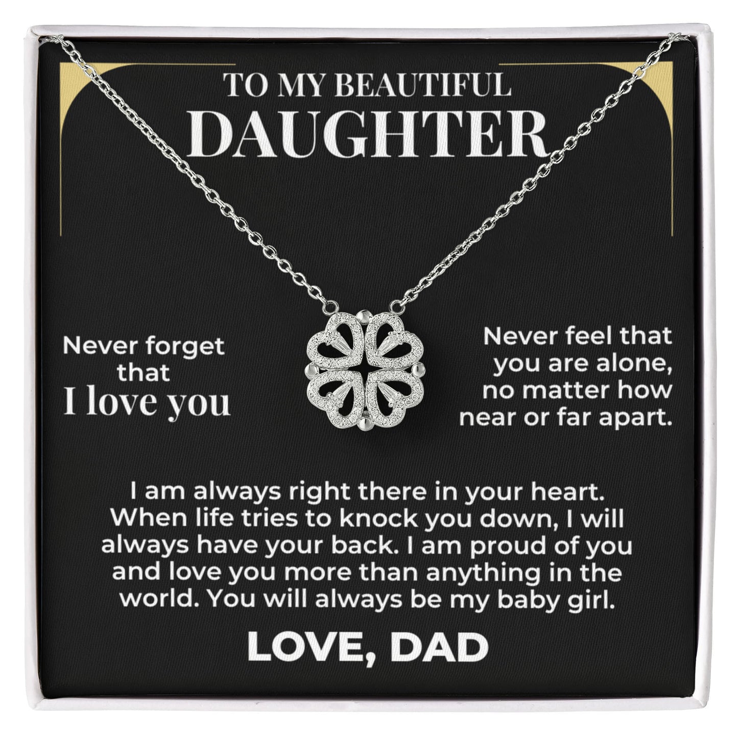 Magnetic Hearts Necklace - To My Beautiful Daughter "I Am Proud Of You"