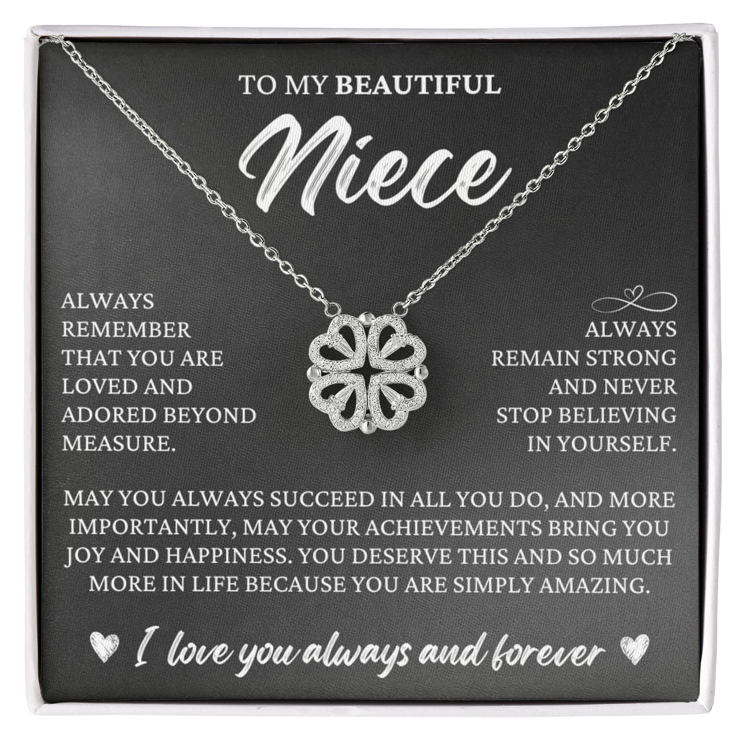 Four Heart Necklace - To My Beautiful Niece "You Are Simply Amazing"