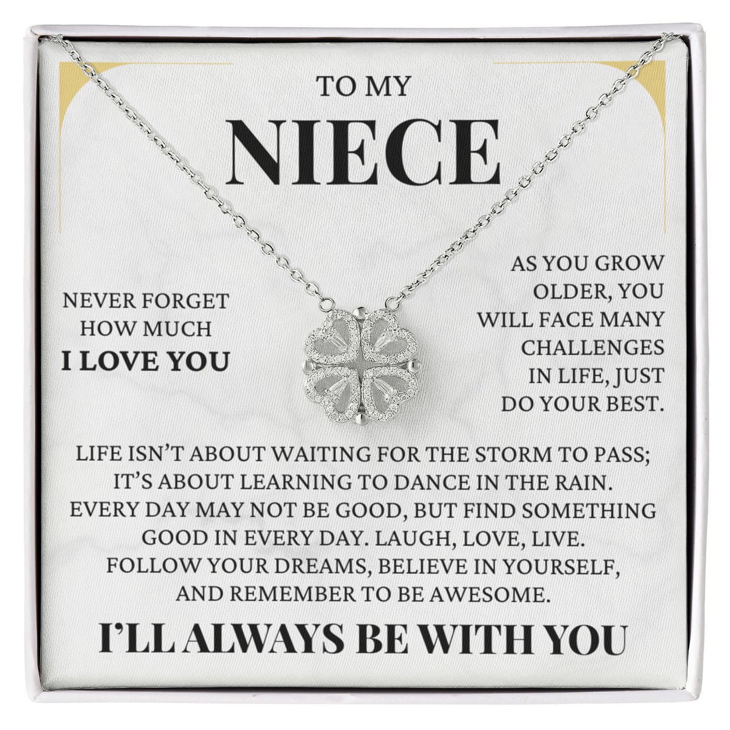 Four Heart Necklace - To My Niece "Never Forget How Much I Love You"