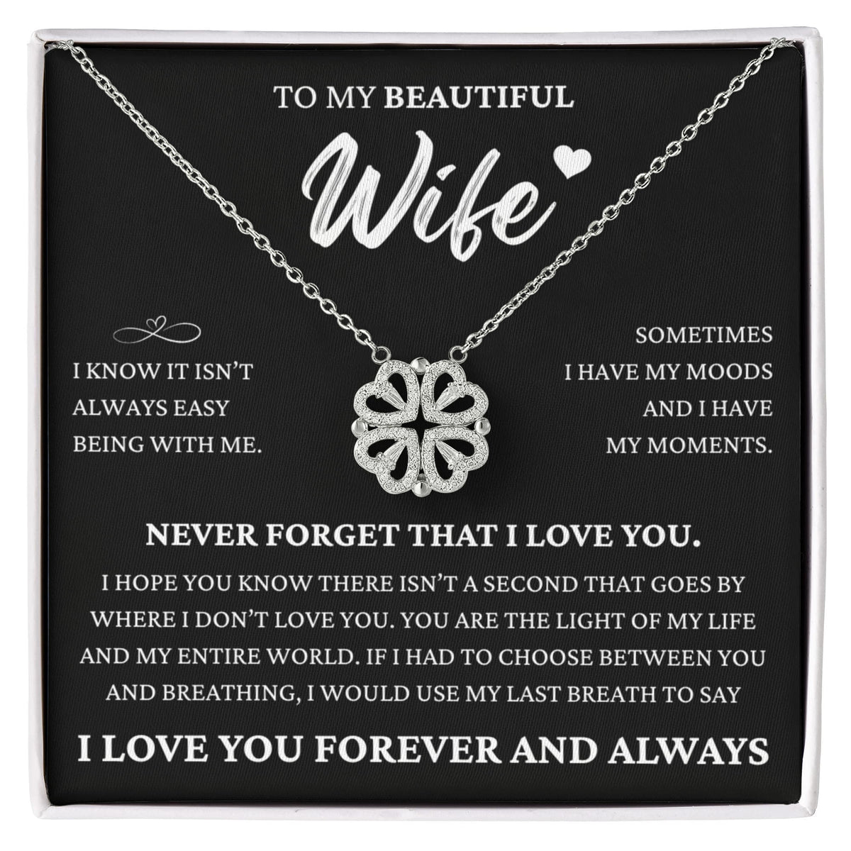 Four Hearts Necklace - To My Wife "Never Forget That I Love You"
