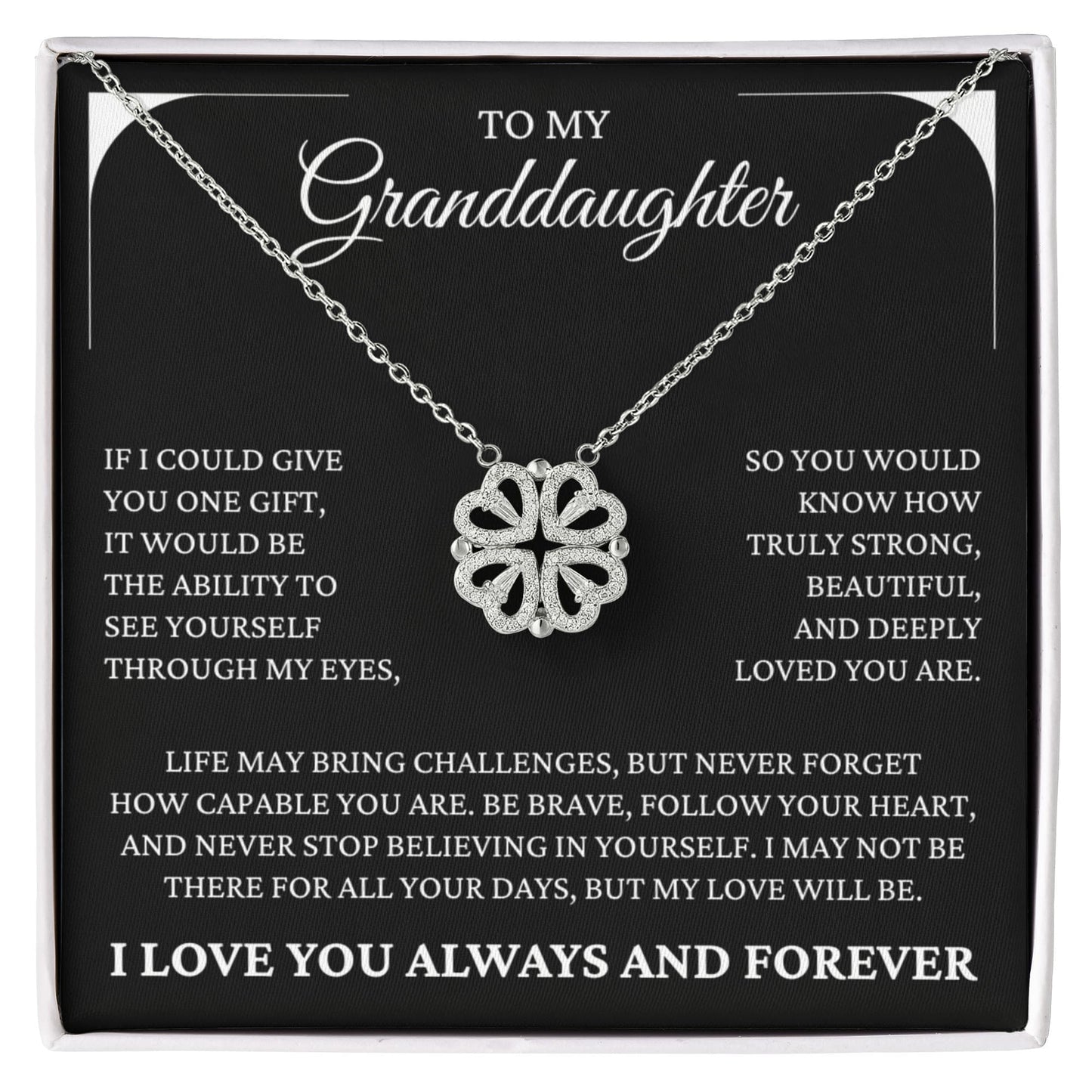 Four Heart Necklace - To My Granddaughter "Never Stop Believing In Yourself"