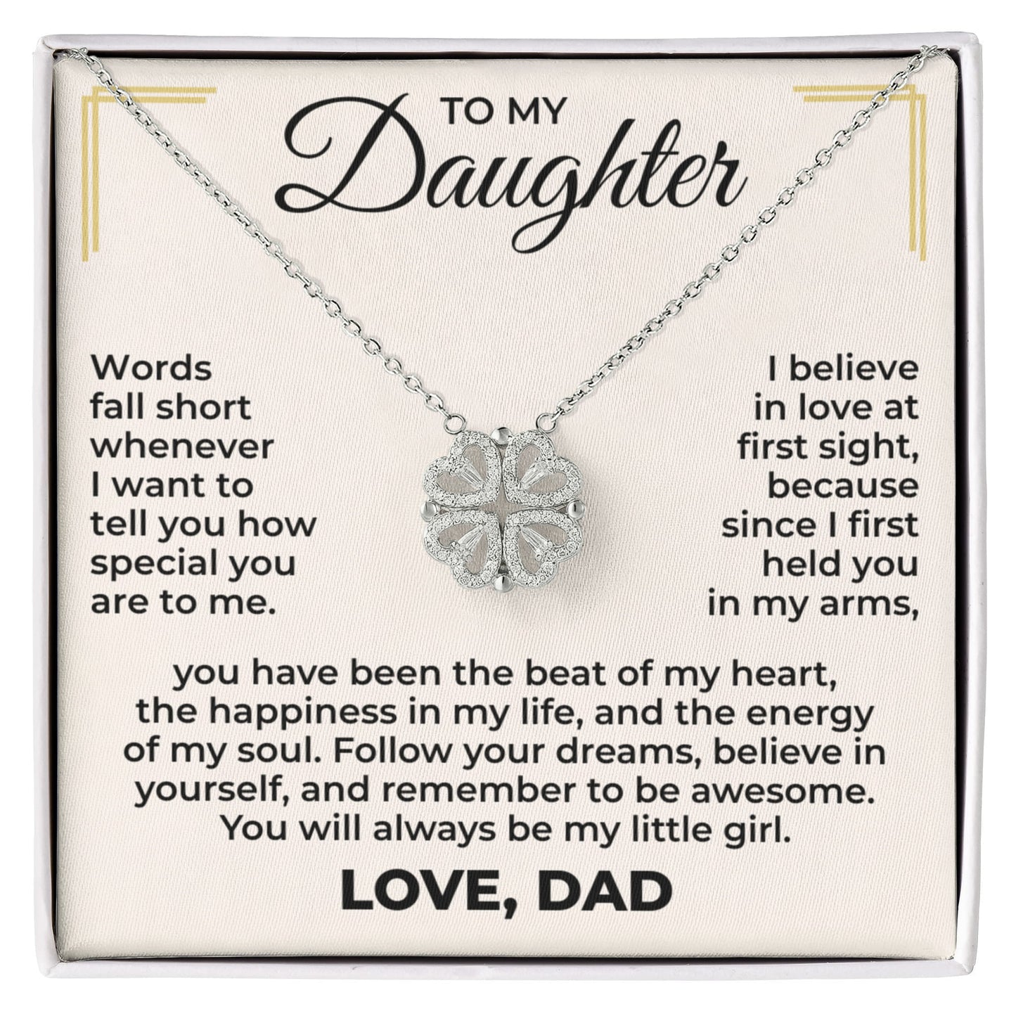Magnetic Hearts Necklace - To My Daughter "Follow Your Dreams"