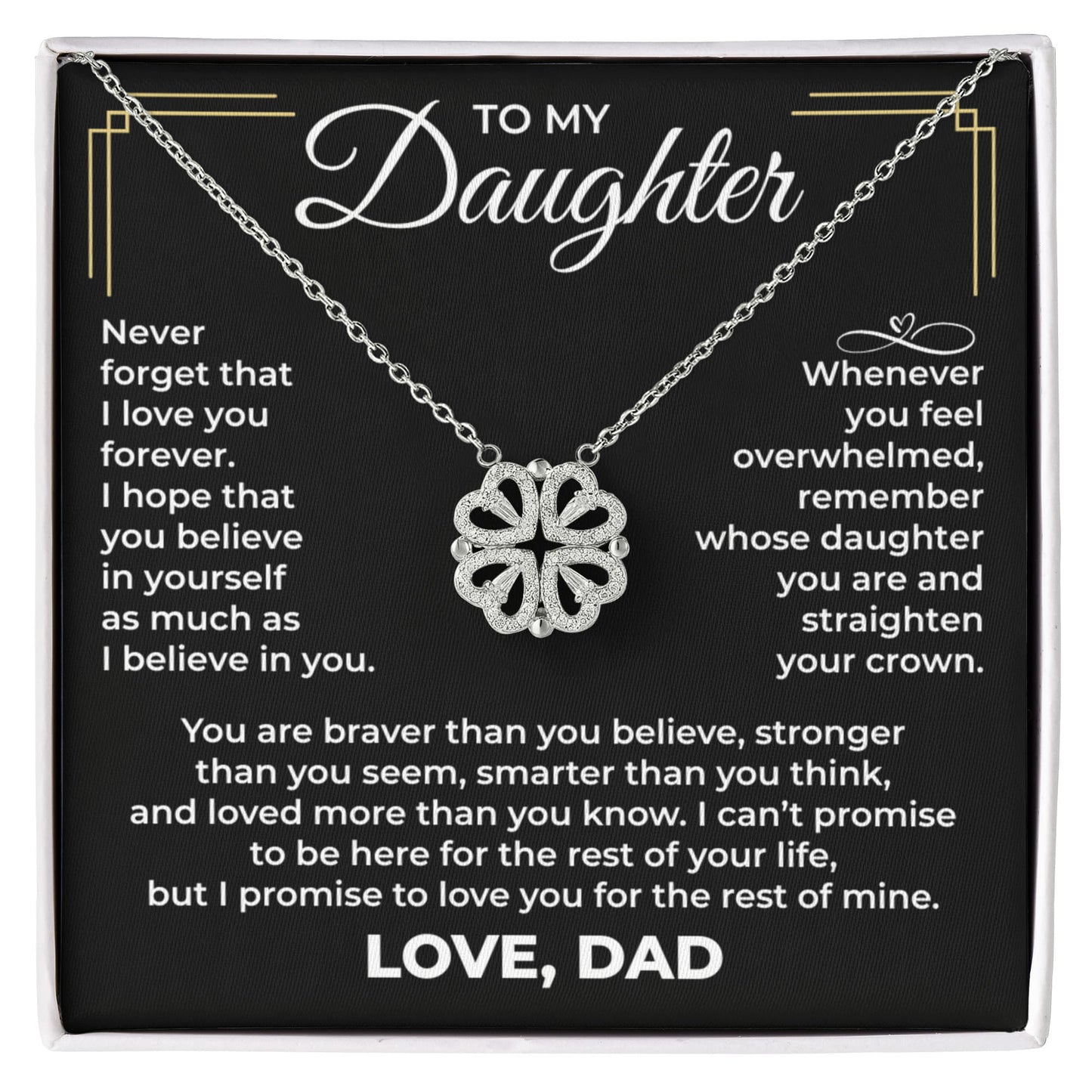 Magnetic Hearts Necklace - To My Daughter "Straighten Your Crown"