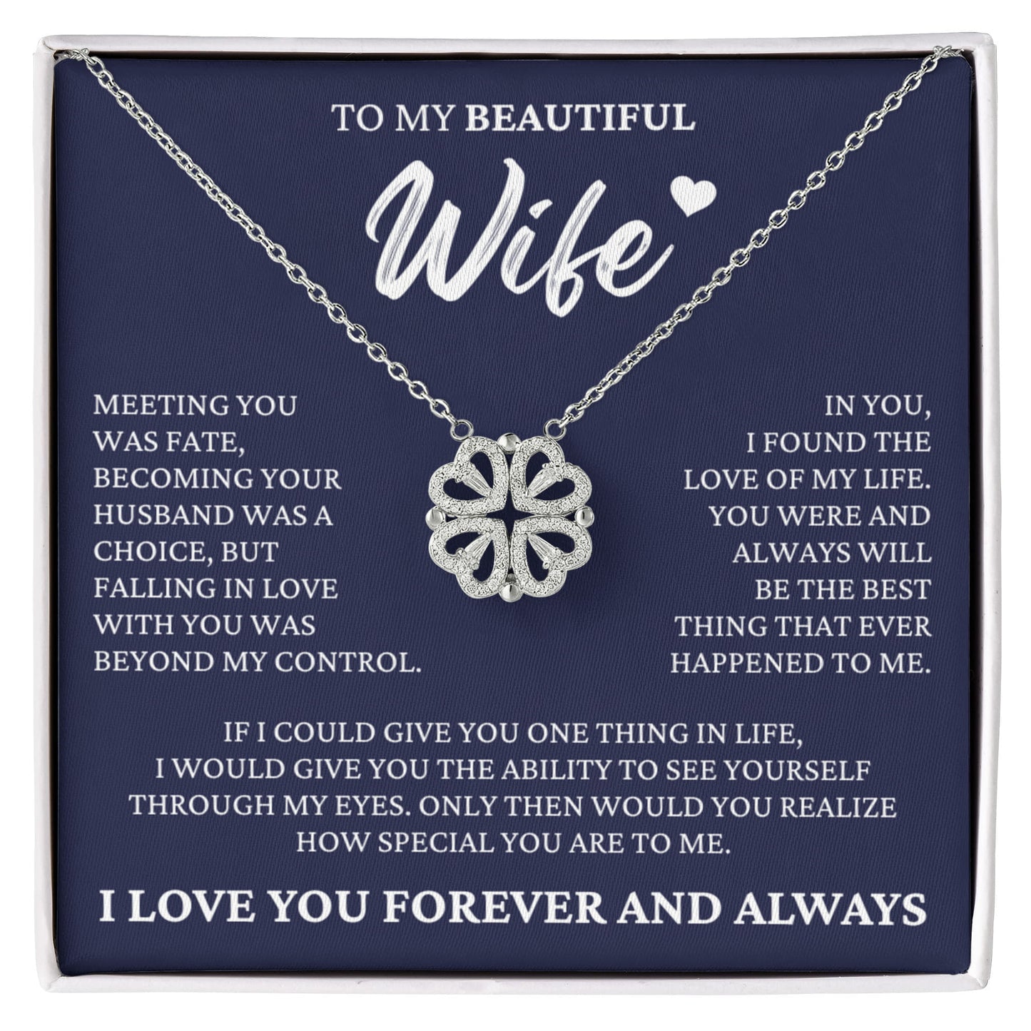 Four Heart Necklace - To My Beautiful Wife "Meeting You Was Fate"