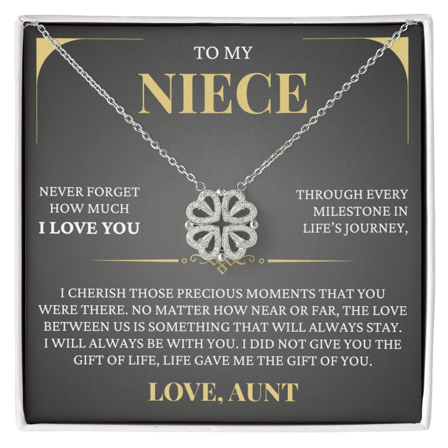 Four Heart Necklace - To My Niece "Life Gave Me The Gift of You"