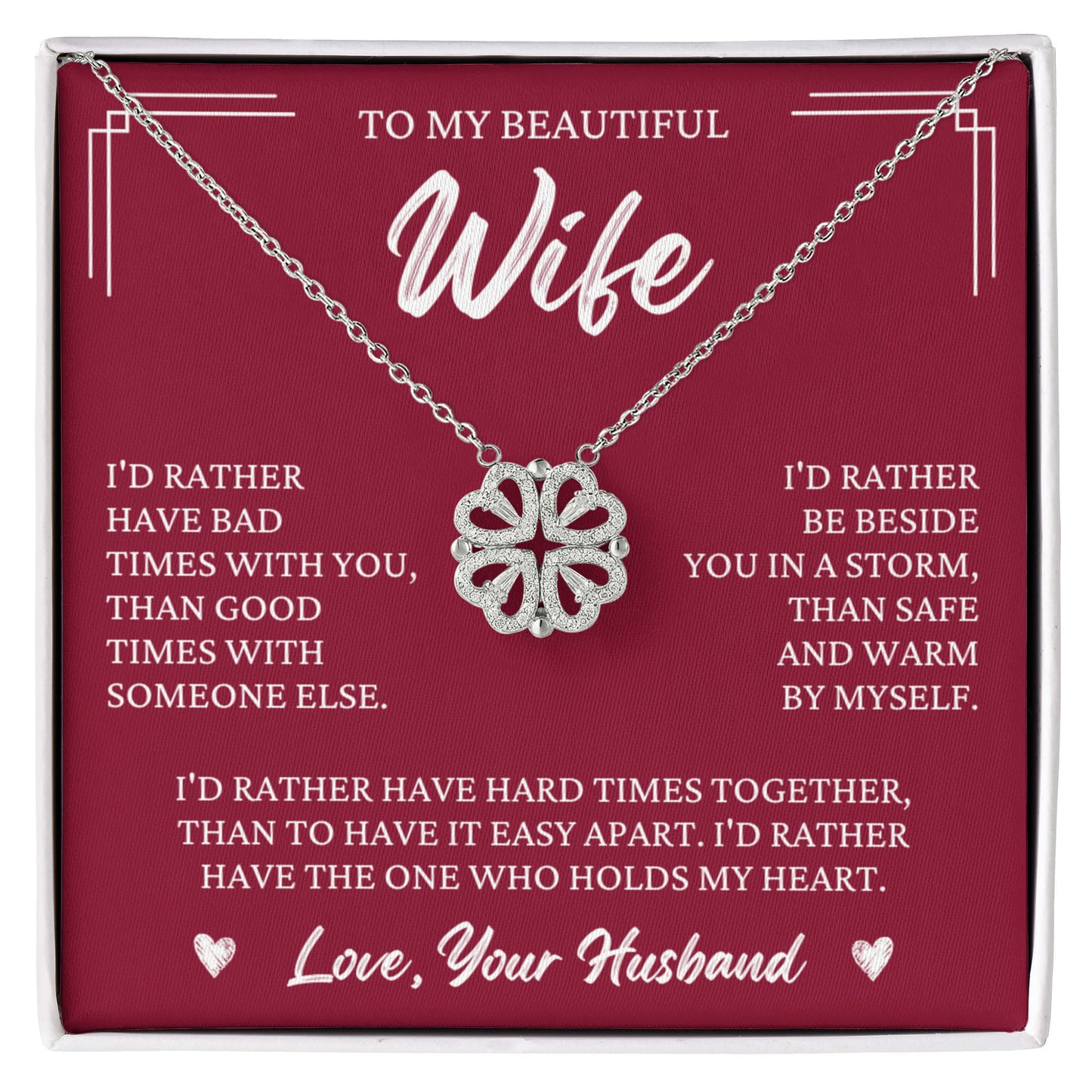 Four Heart Necklace - To My Beautiful Wife