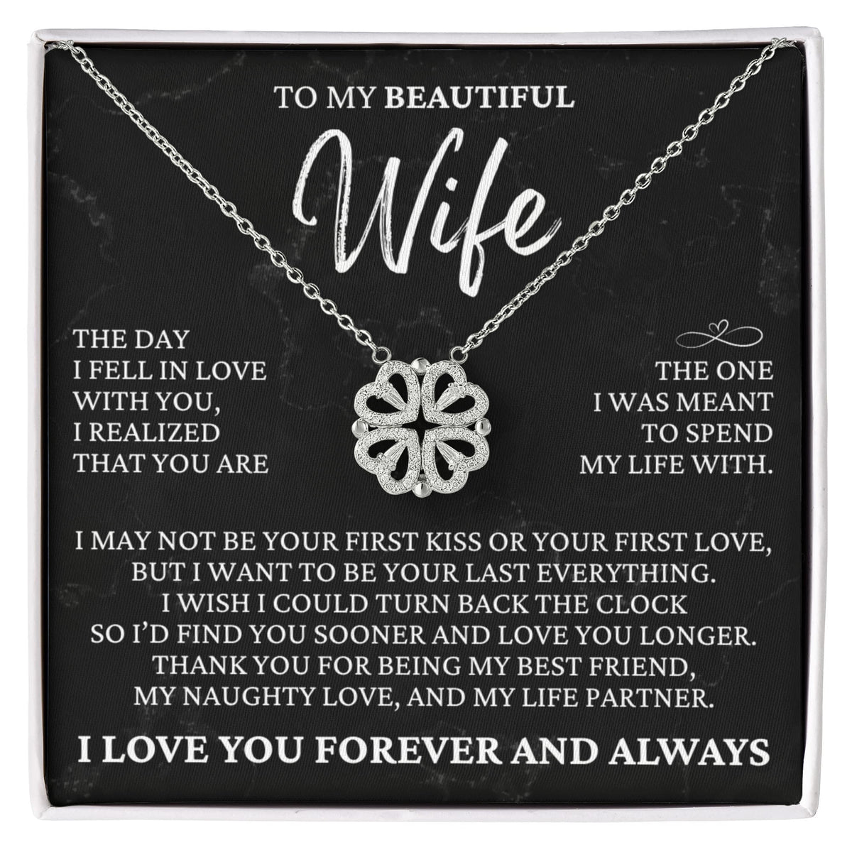 Four Hearts Necklace - To My Beautiful Wife "My Life Partner"