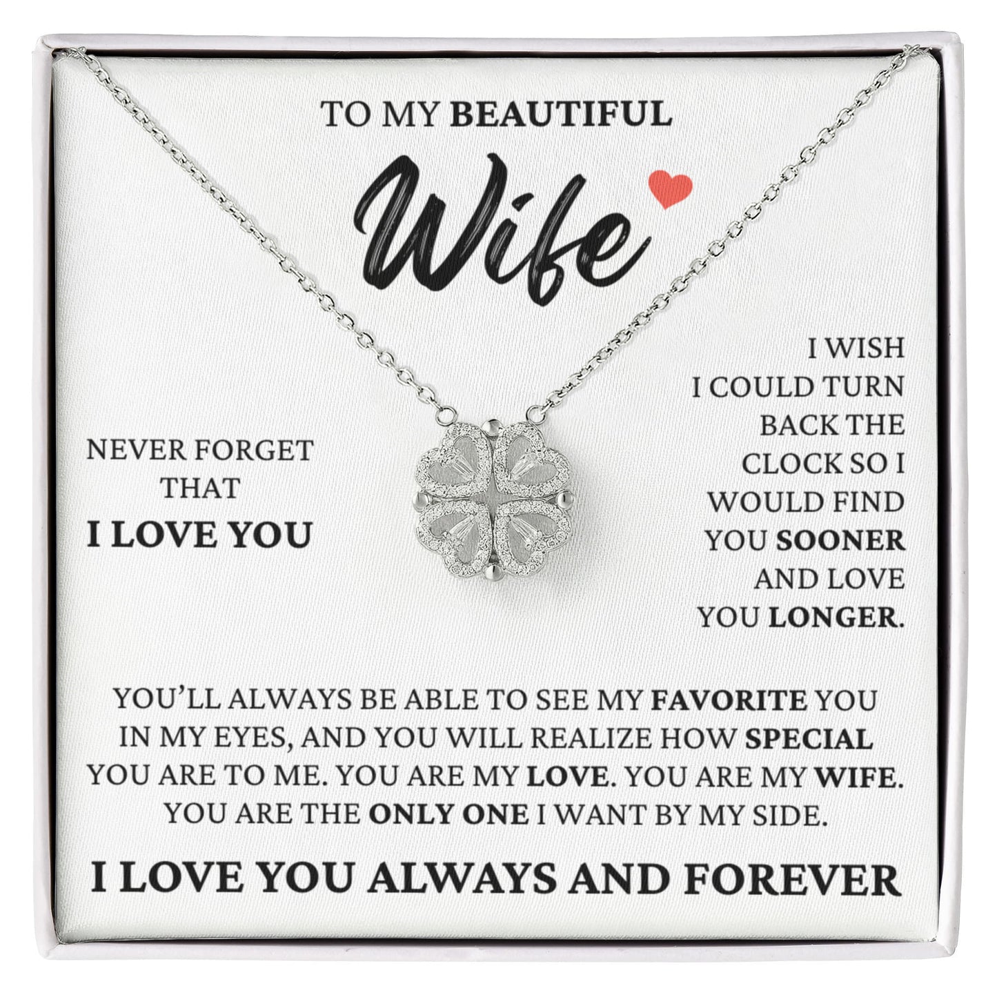 Four Heart Necklace - To My Beautiful Wife "My Favorite You"