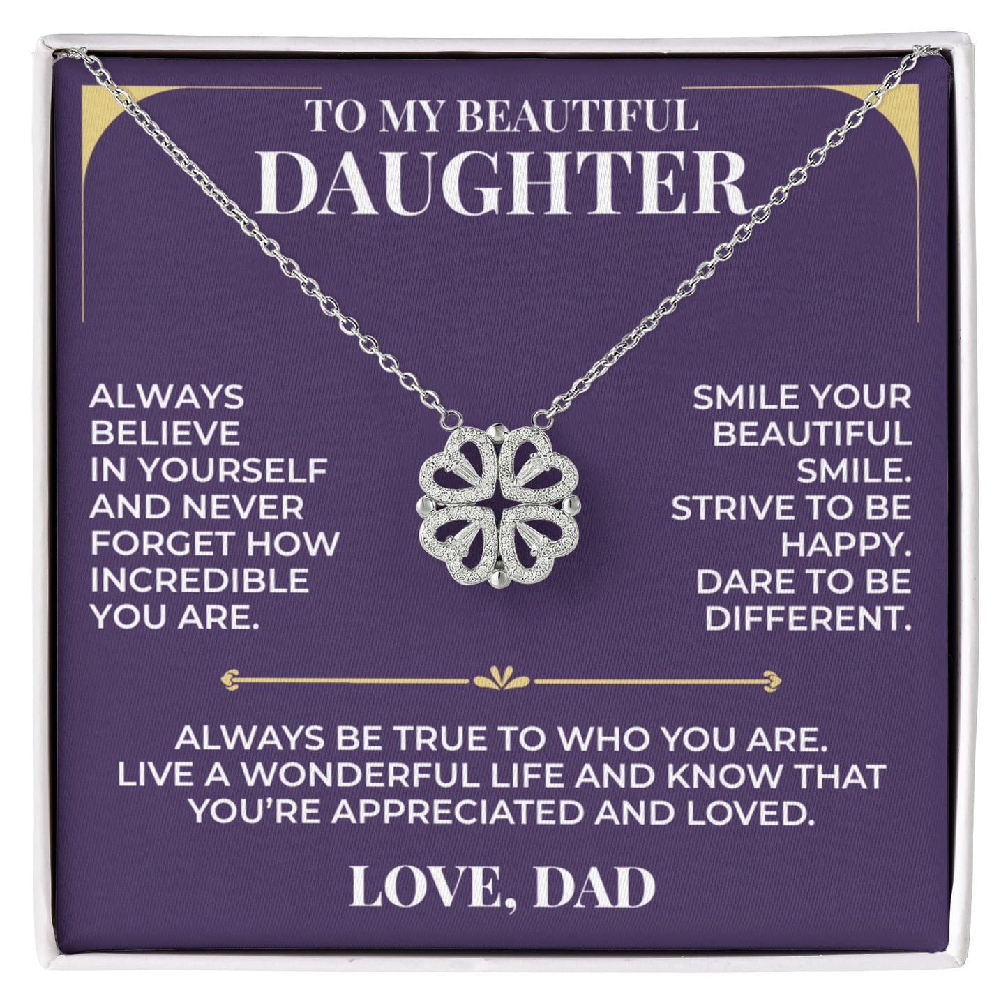 Magnetic Hearts Necklace - To My Beautiful Daughter "Always Believe In Yourself"
