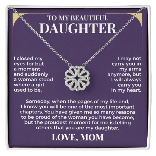 Magnetic Hearts Necklace - To My Beautiful Daughter "I Will Always Carry You In My Heart"