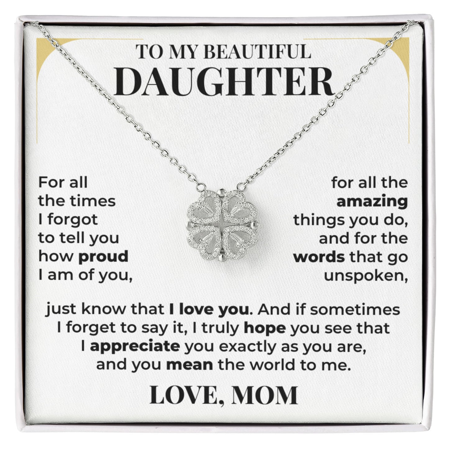 Magnetic Hearts Necklace - To My Daughter "I Love You"