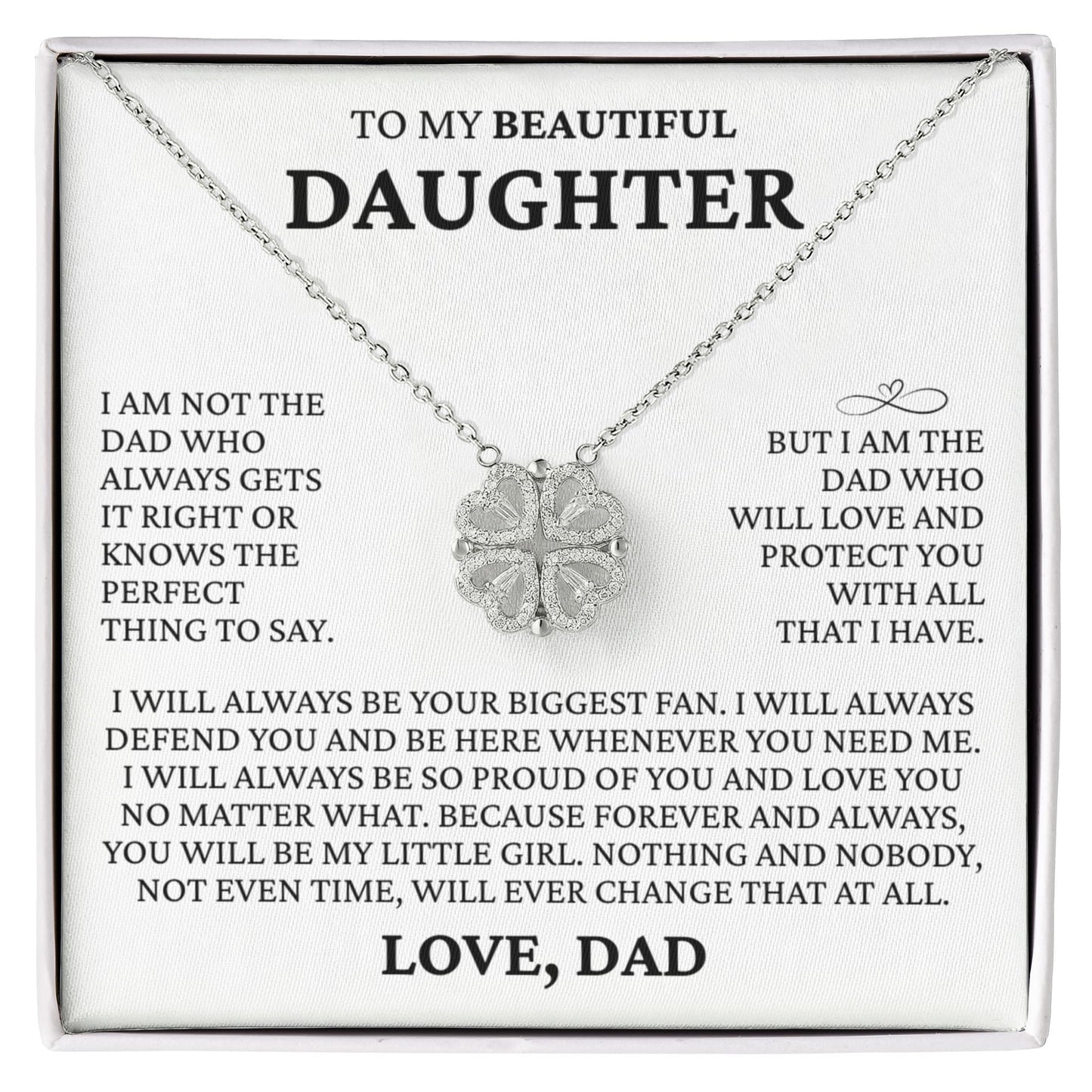Four Heart Necklace - To My Beautiful Daughter "I Will Be Your Biggest Fan"