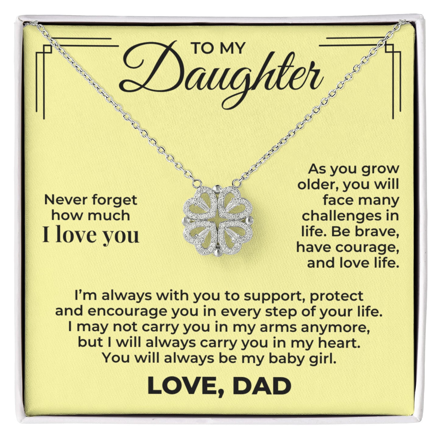 Magnetic Hearts Necklace - To My Daughter "Never Forget How Much I Love You"