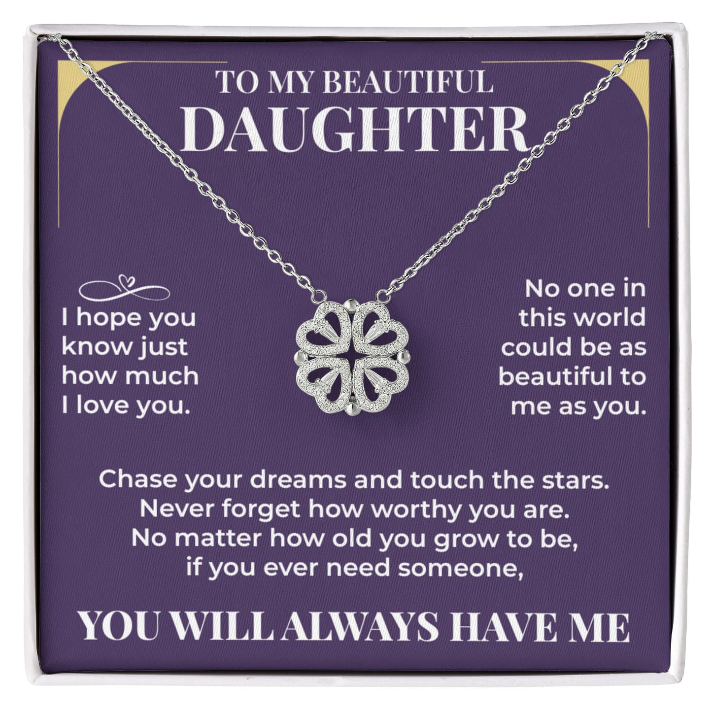 Magnetic Hearts Necklace - To My Beautiful Daughter "Chase Your Dreams"