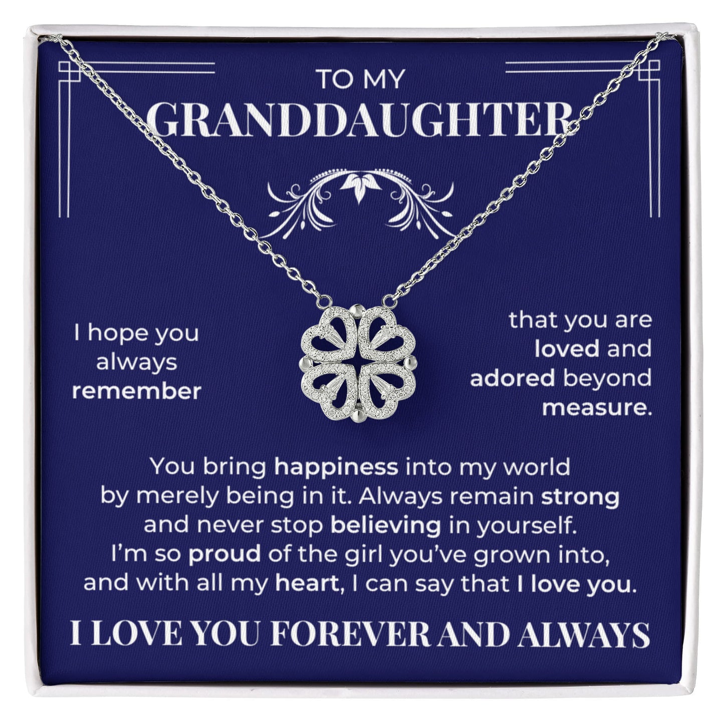 Four Heart Necklace - To My Granddaughter "Always Remain Strong"