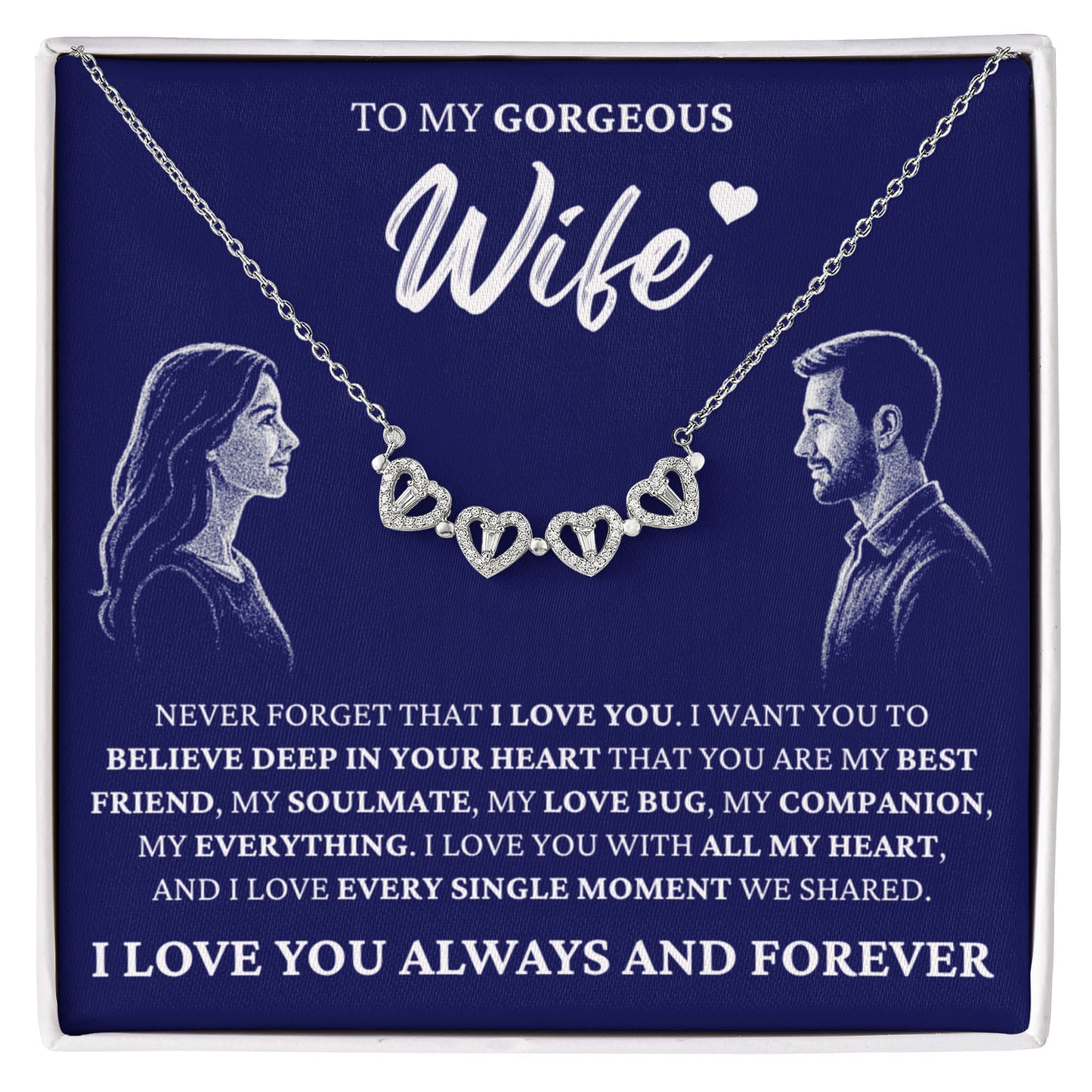 Four Heart Necklace - To My Gorgeous Wife
