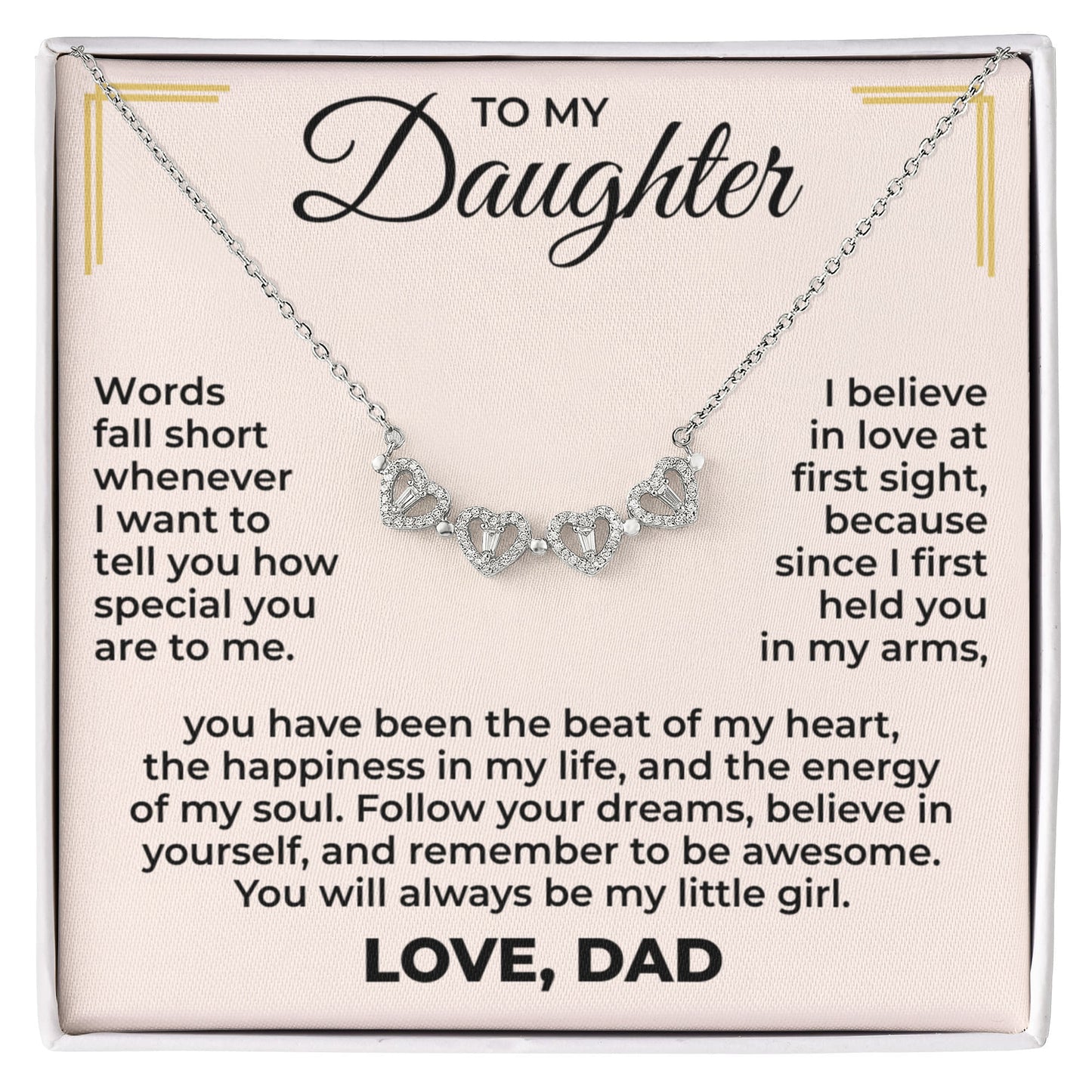 Magnetic Hearts Necklace - To My Daughter "Follow Your Dreams"
