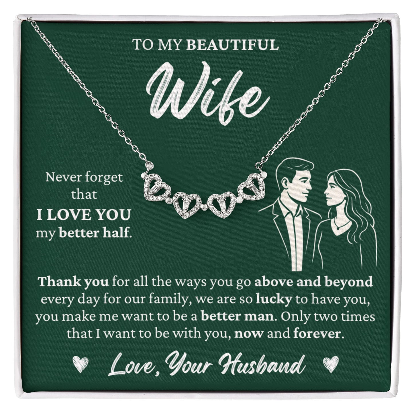 Four Heart Necklace - To My Beautiful Wife