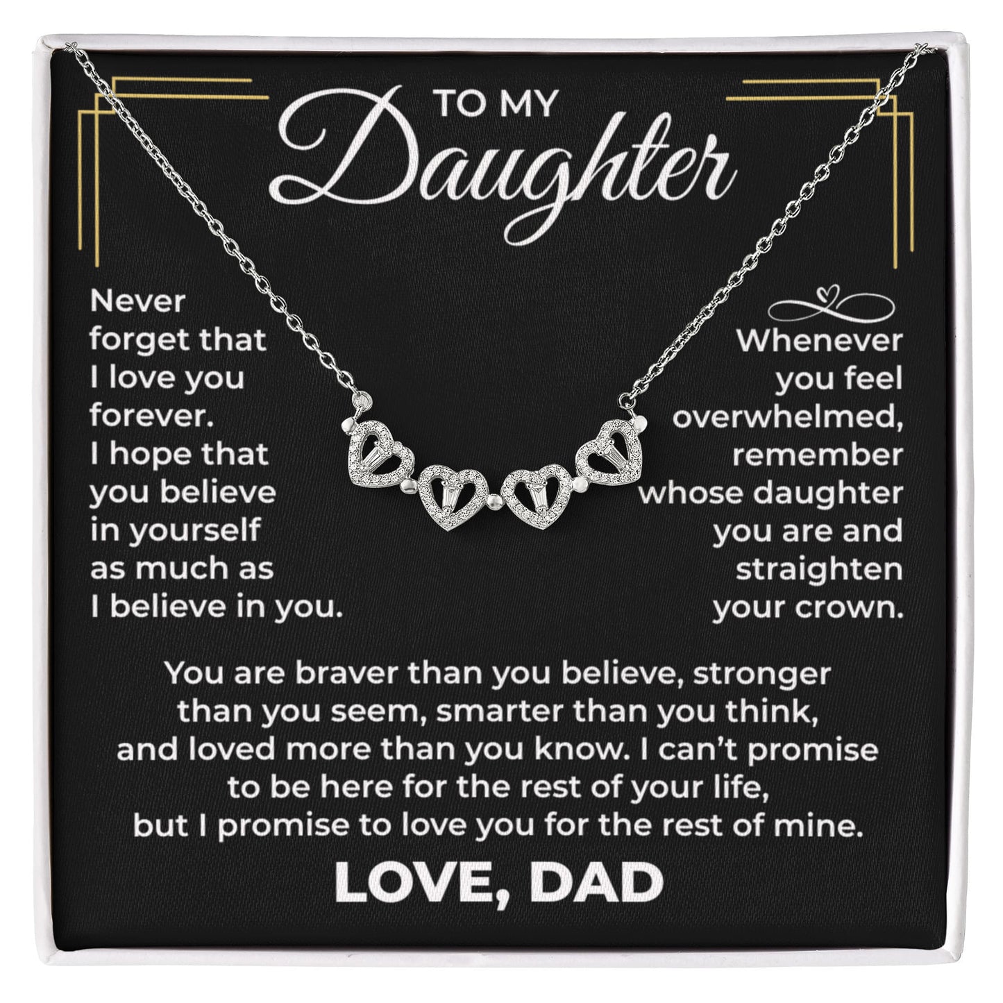 Magnetic Hearts Necklace - To My Daughter "Straighten Your Crown"