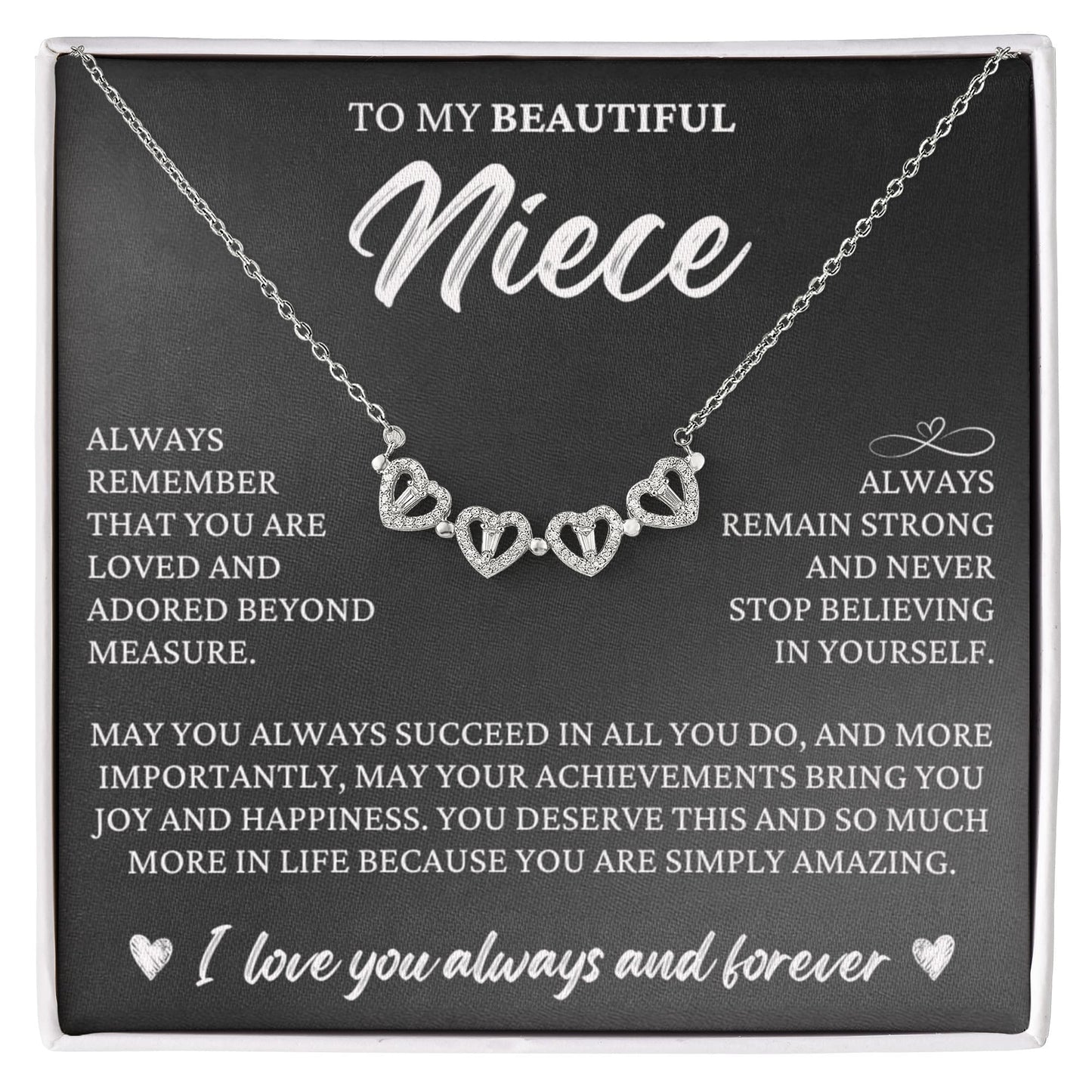 Four Heart Necklace - To My Beautiful Niece "You Are Simply Amazing"