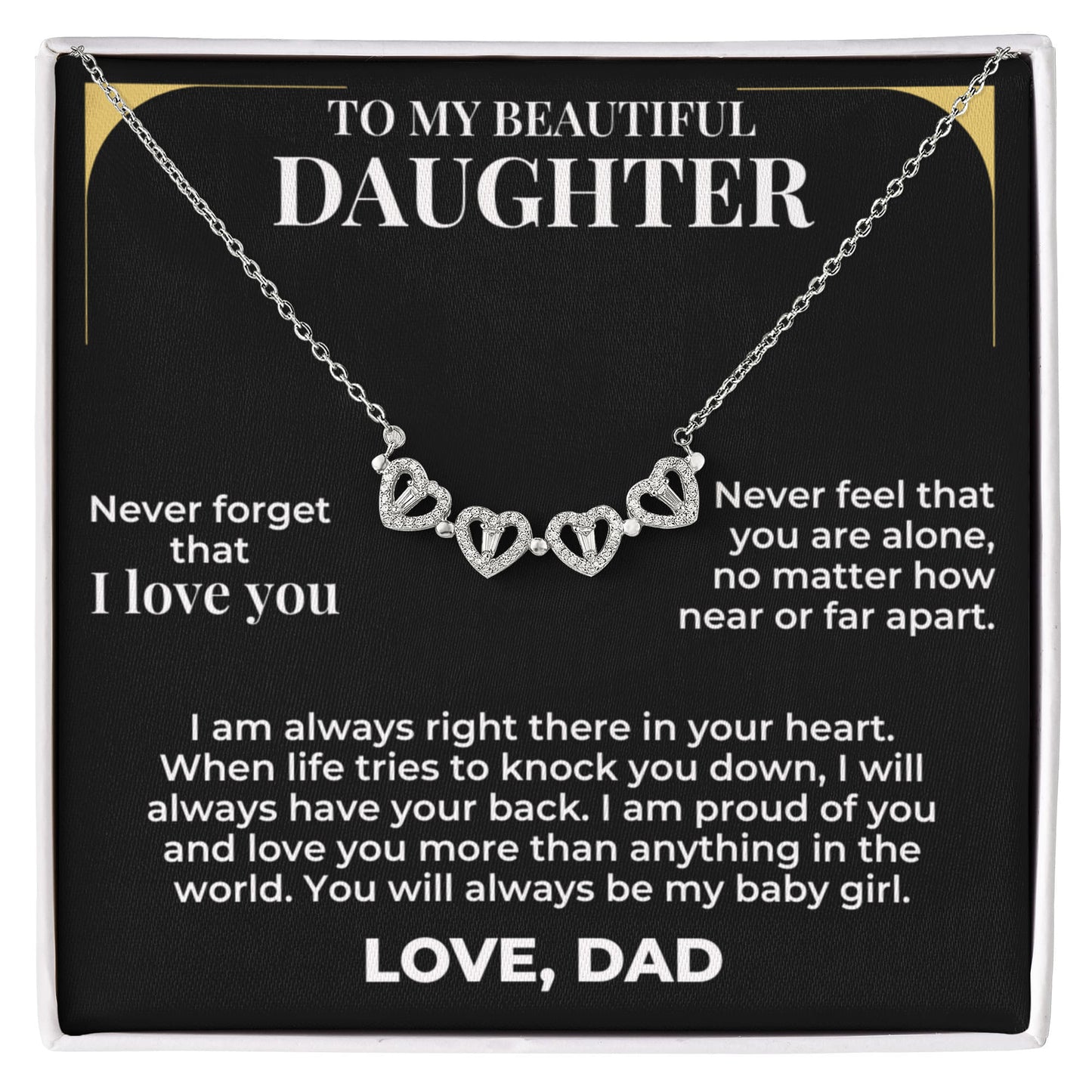 Magnetic Hearts Necklace - To My Beautiful Daughter "I Am Proud Of You"