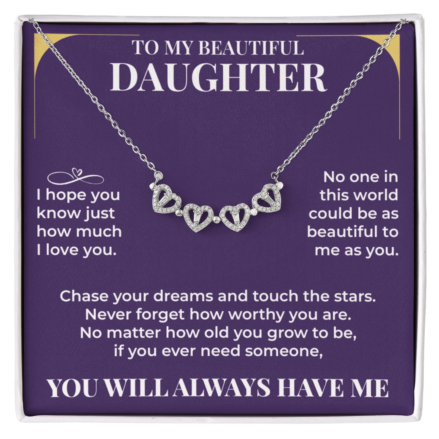 Magnetic Hearts Necklace - To My Beautiful Daughter "Chase Your Dreams"