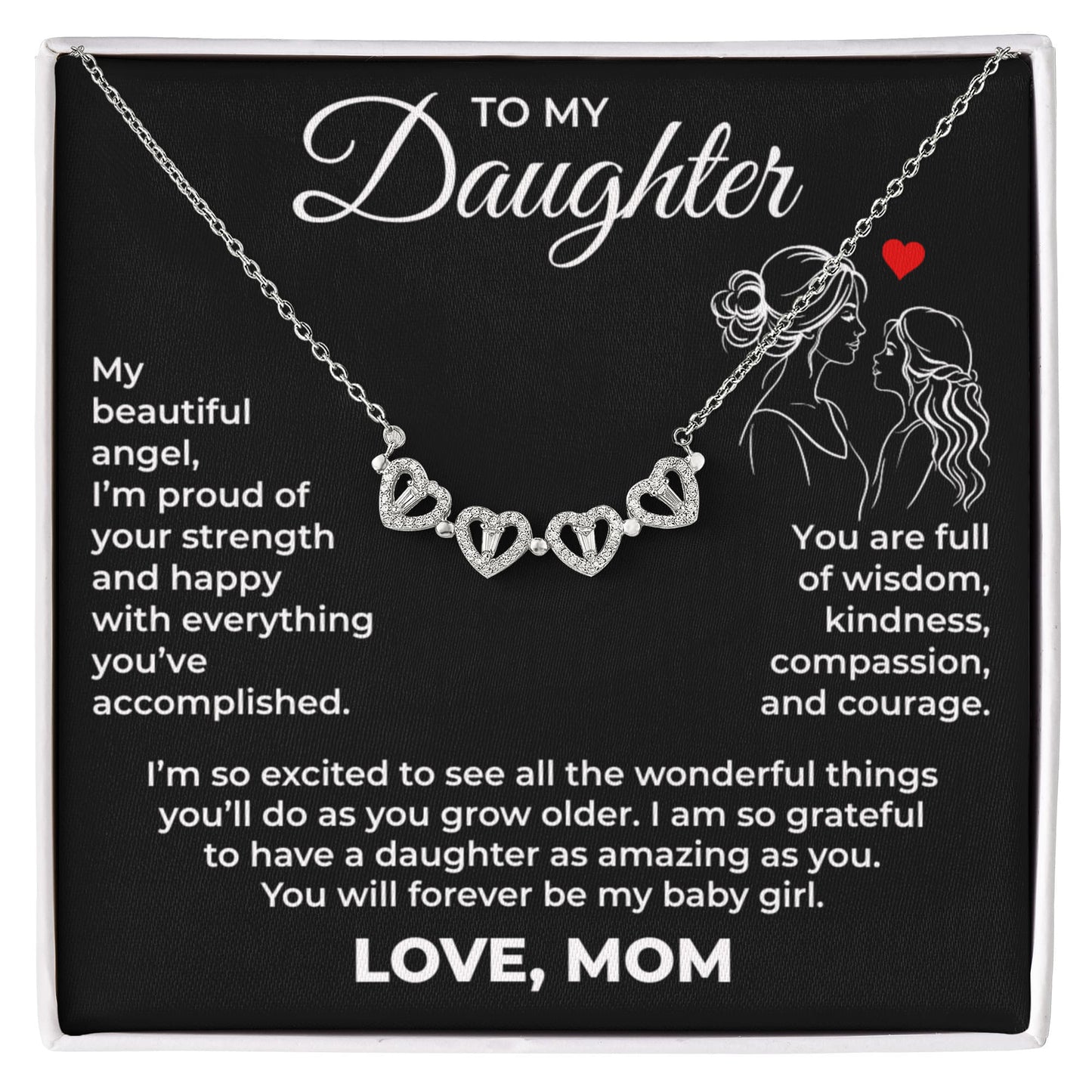 Magnetic Hearts Necklace - To My Daughter "My Beautiful Angel"