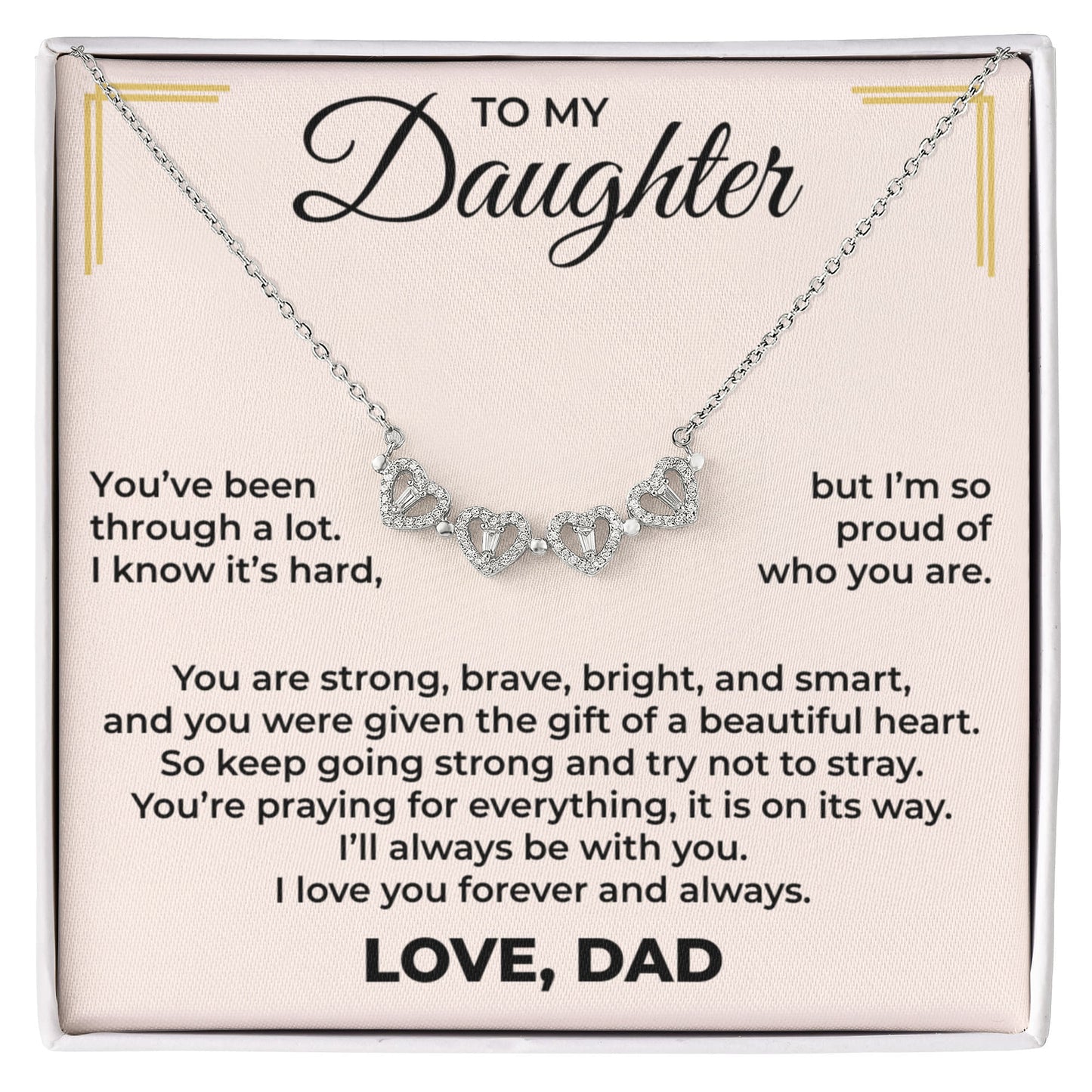 Magnetic Hearts Necklace - To My Beautiful Daughter "I'll Always Be With You"