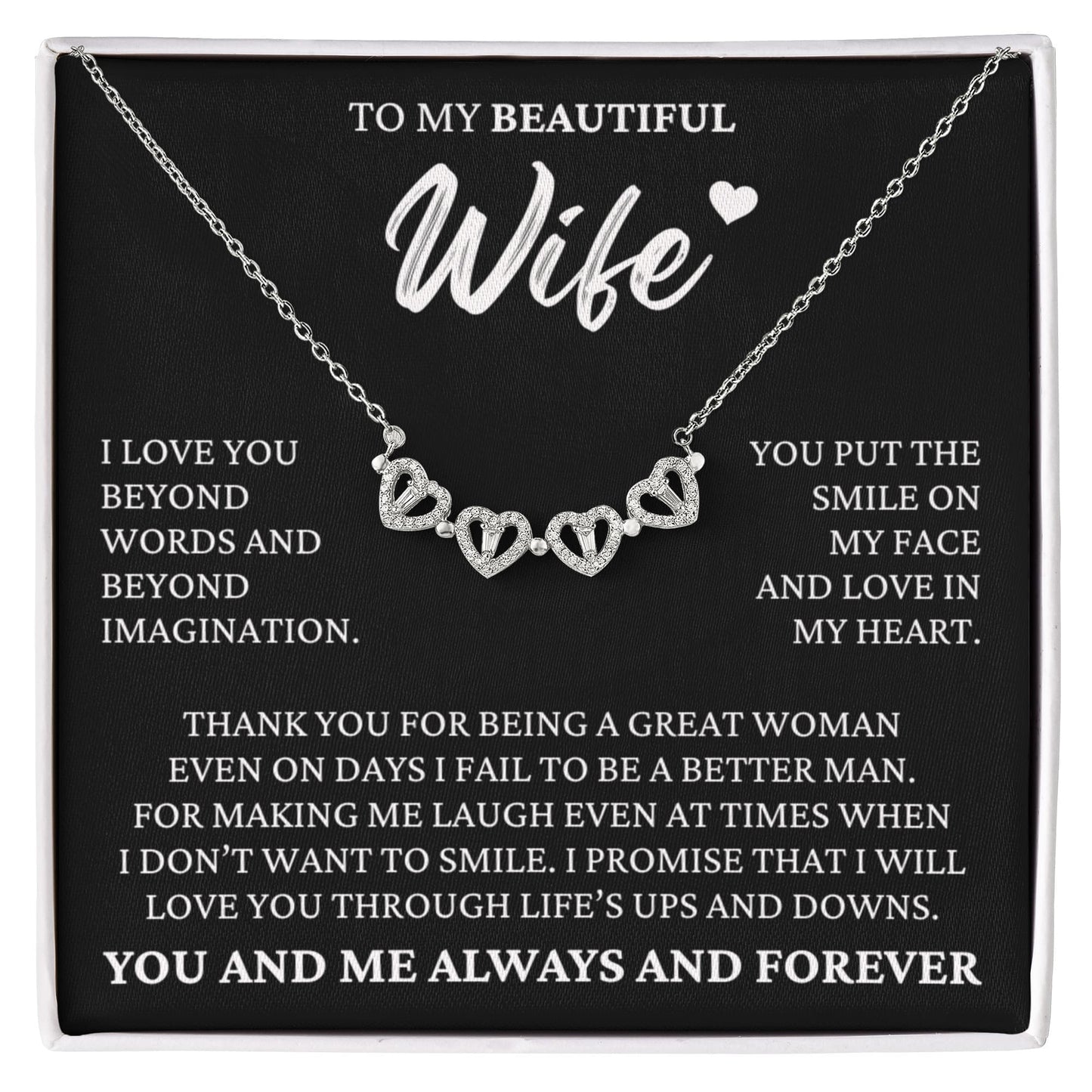 Four Heart Necklace - To My Beautiful Wife