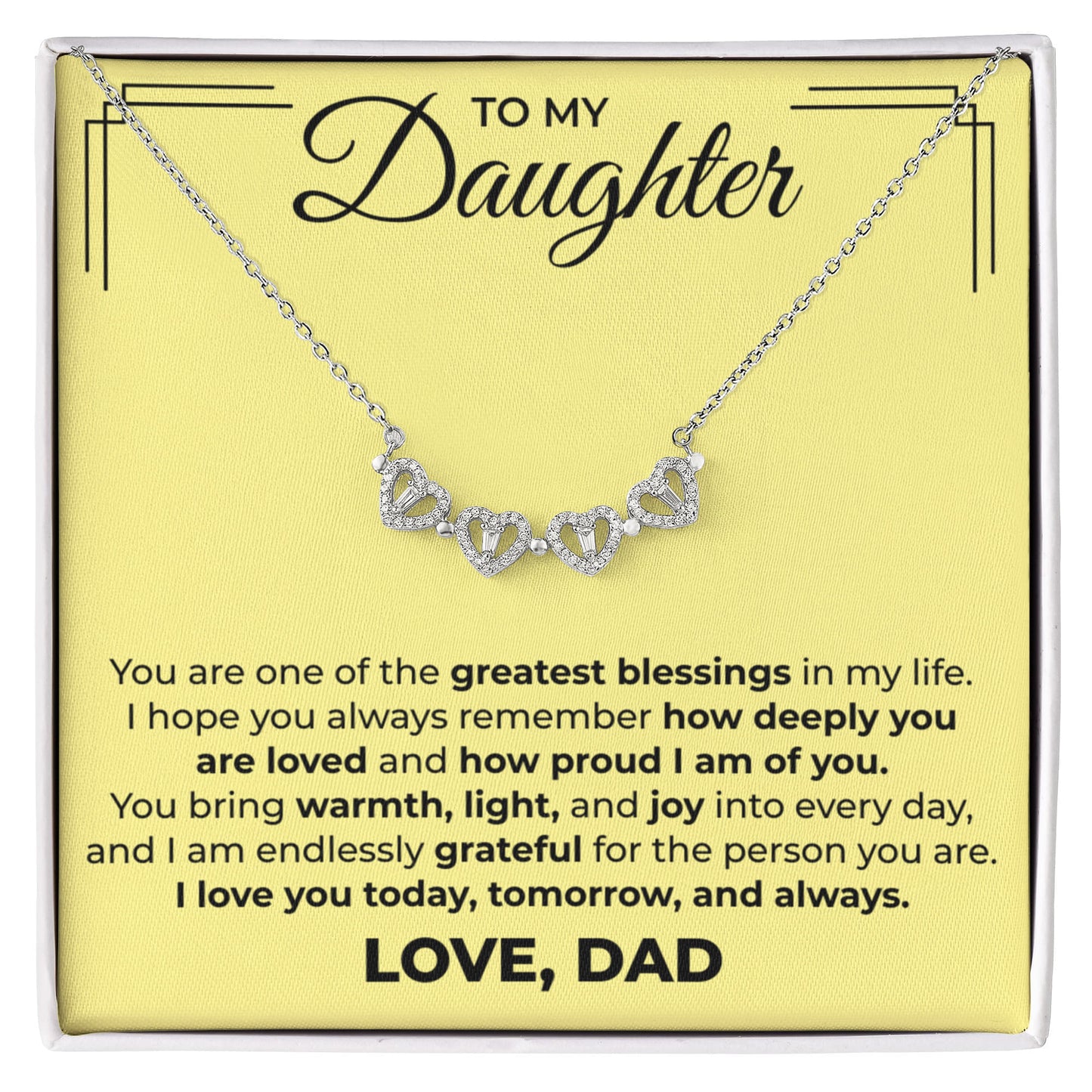 Magnetic Hearts Necklace - To My Daughter "I Love You Today, Tomorrow and Always"