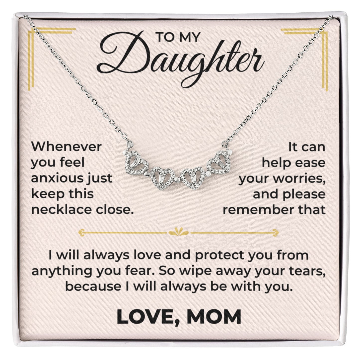 Magnetic Hearts Necklace - To My Beautiful Daughter "I Will Always Be With You"