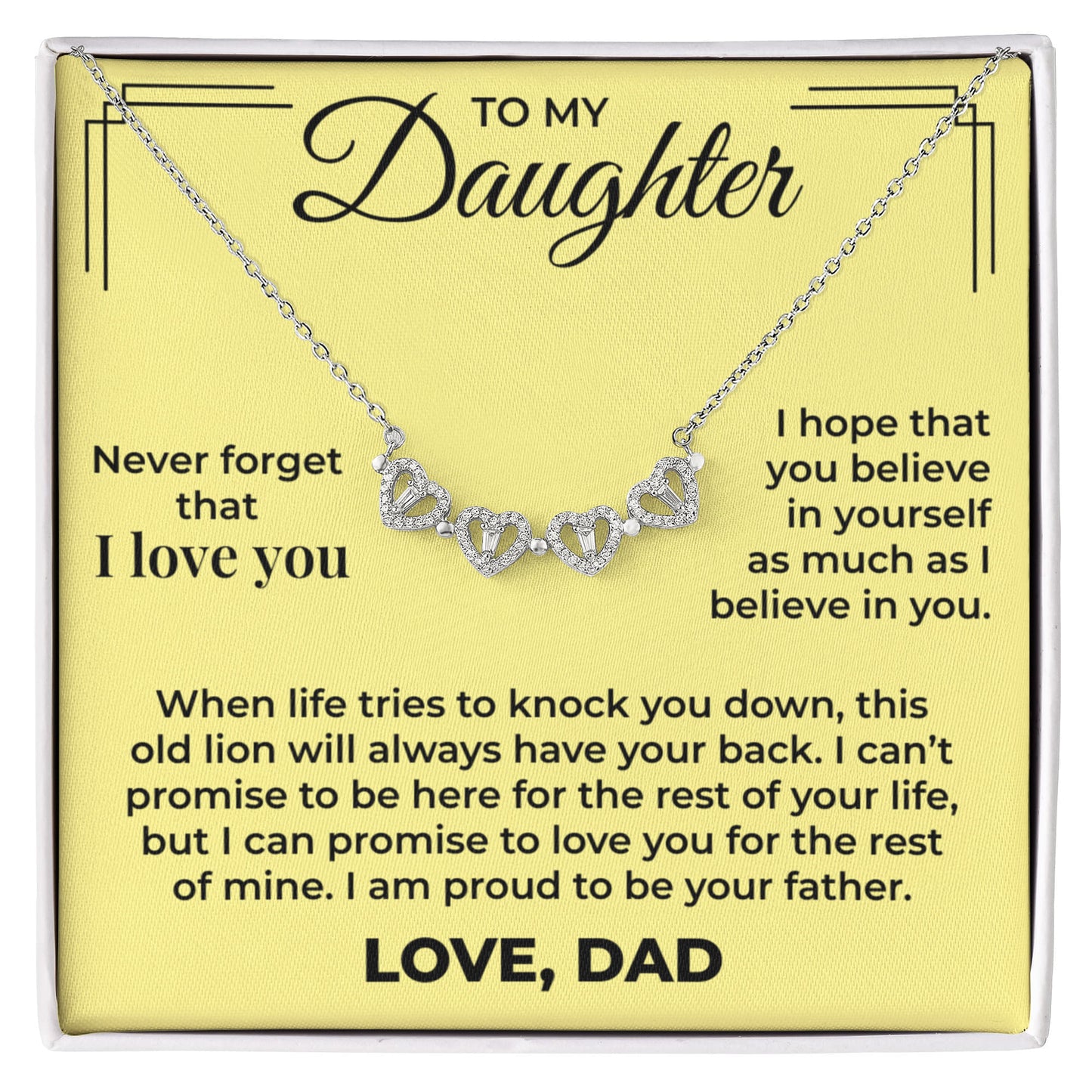 Magnetic Hearts Necklace - To My Daughter "Believe In Yourself"