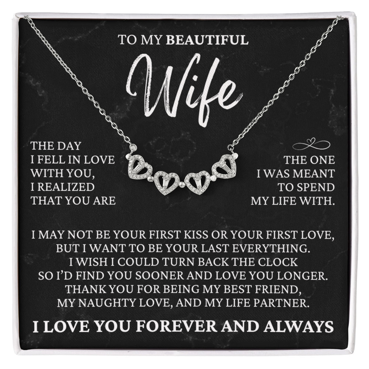 Four Hearts Necklace - To My Beautiful Wife "My Life Partner"