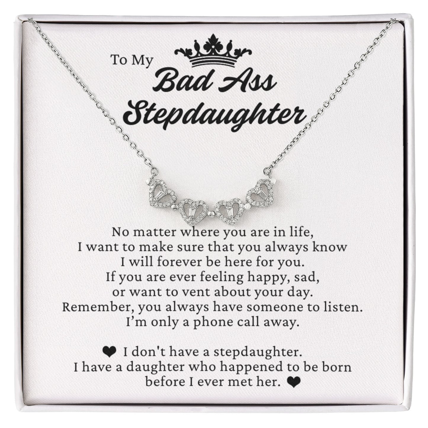 Four Heart Necklace - To My Badass Stepdaughter