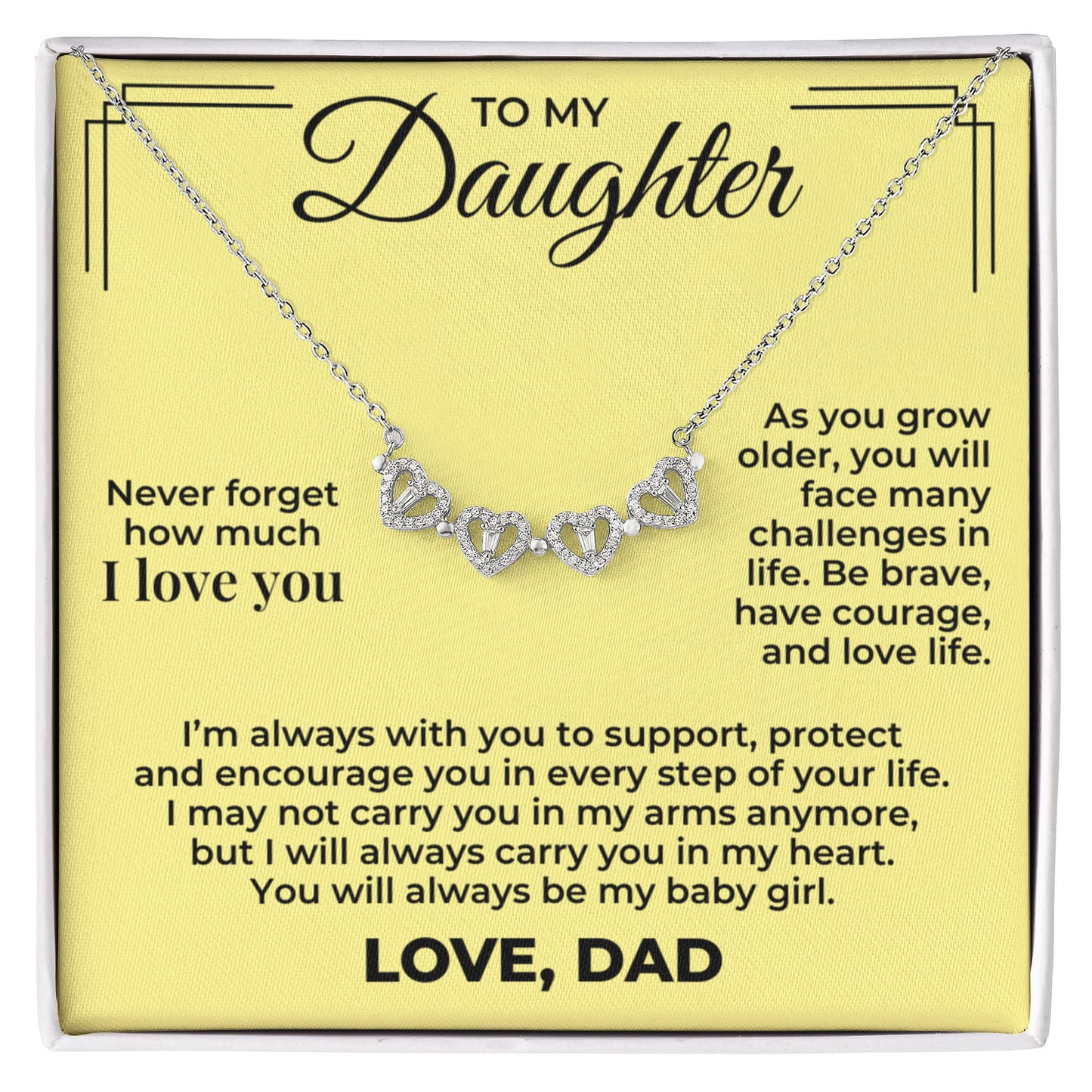Magnetic Hearts Necklace - To My Daughter "Never Forget How Much I Love You"