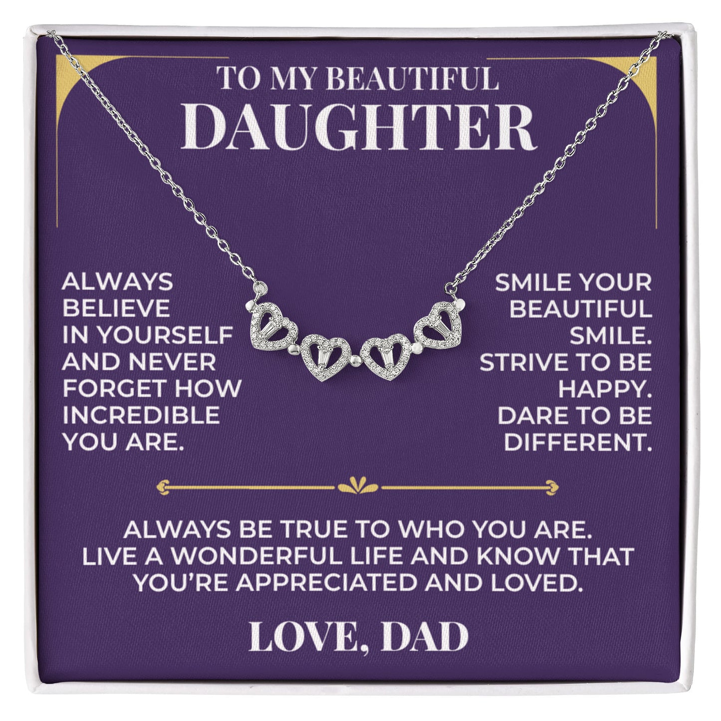 Magnetic Hearts Necklace - To My Beautiful Daughter "Always Believe In Yourself"