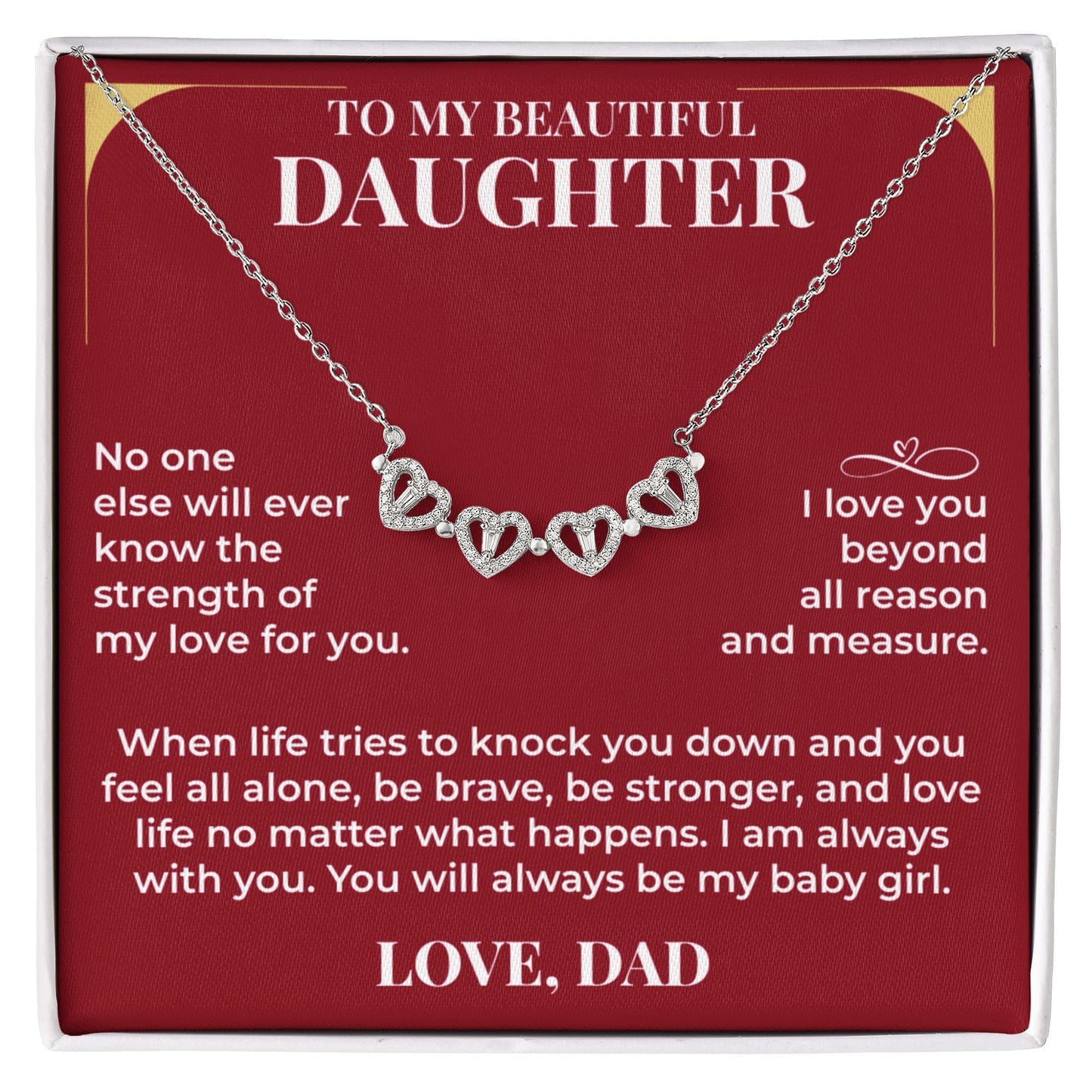 Magnetic Hearts Necklace - To My Beautiful Daughter "I Am Always With You"