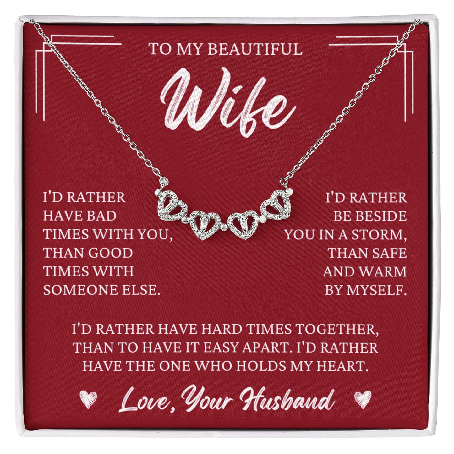 Four Heart Necklace - To My Beautiful Wife