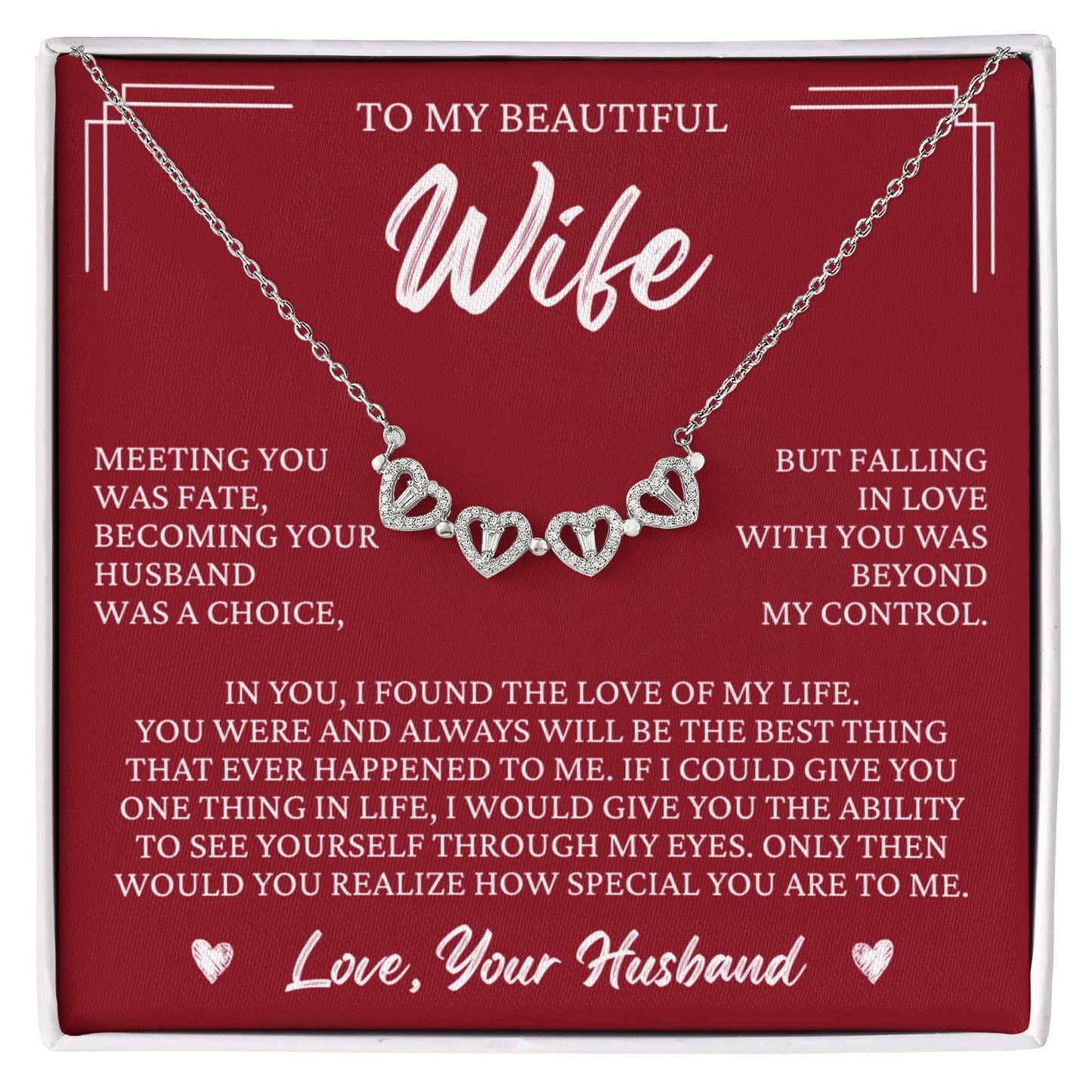 Four Heart Necklace - To My Beautiful Wife