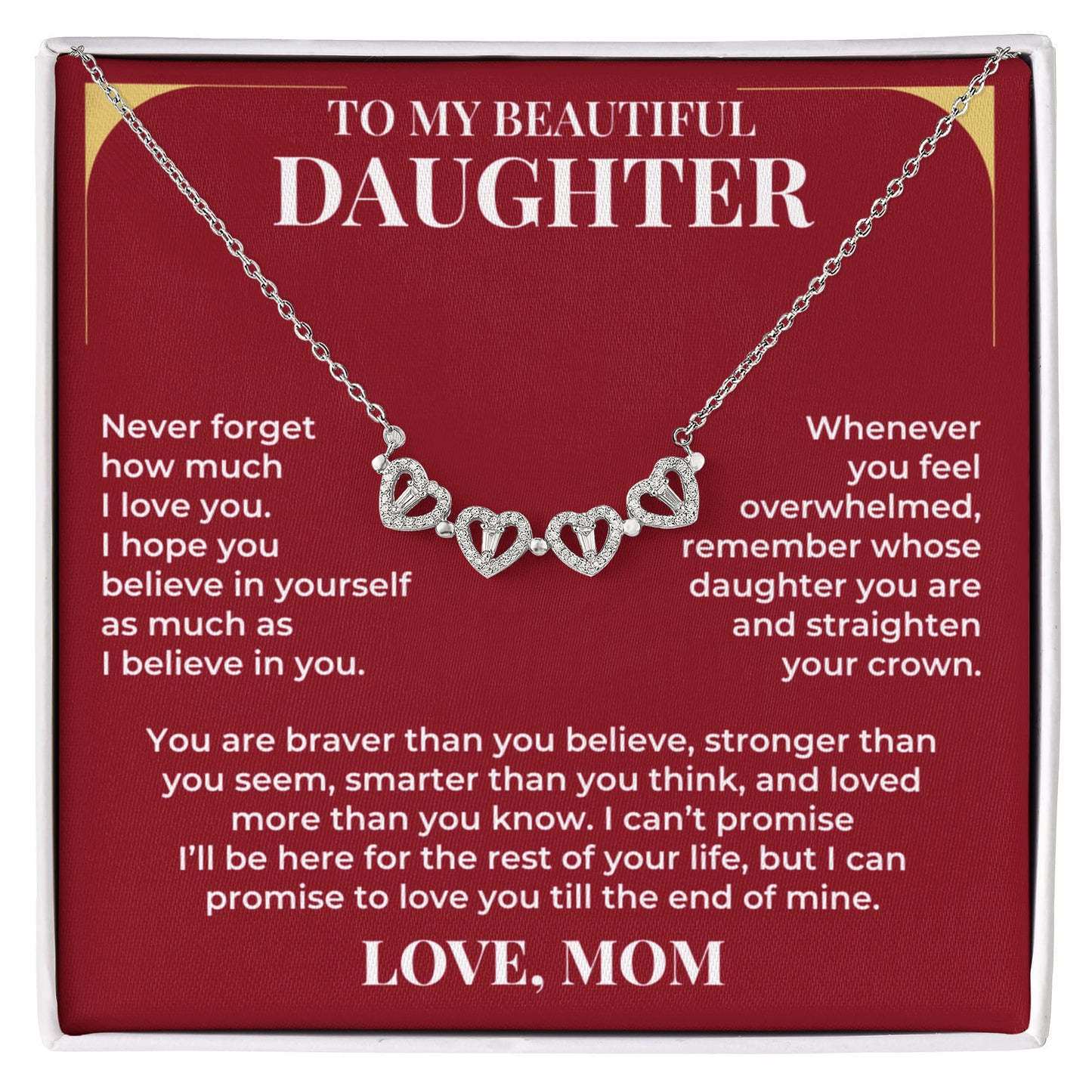 Magnetic Hearts Necklace - To My Daughter "Never Forget How Much I Love You"